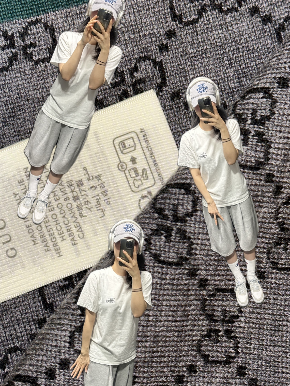 Stussy Melted T-Shirt White, Dior Saddle Flap Card Holder Blue Dior Oblique Jacquard 착용 스타일 - 7