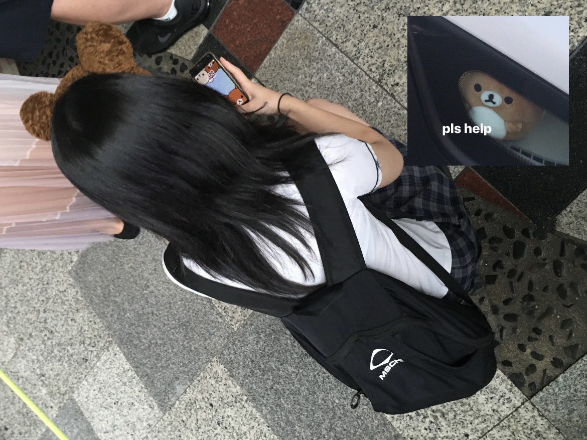 Mischief Rhombus Backpack Black 착용 스타일