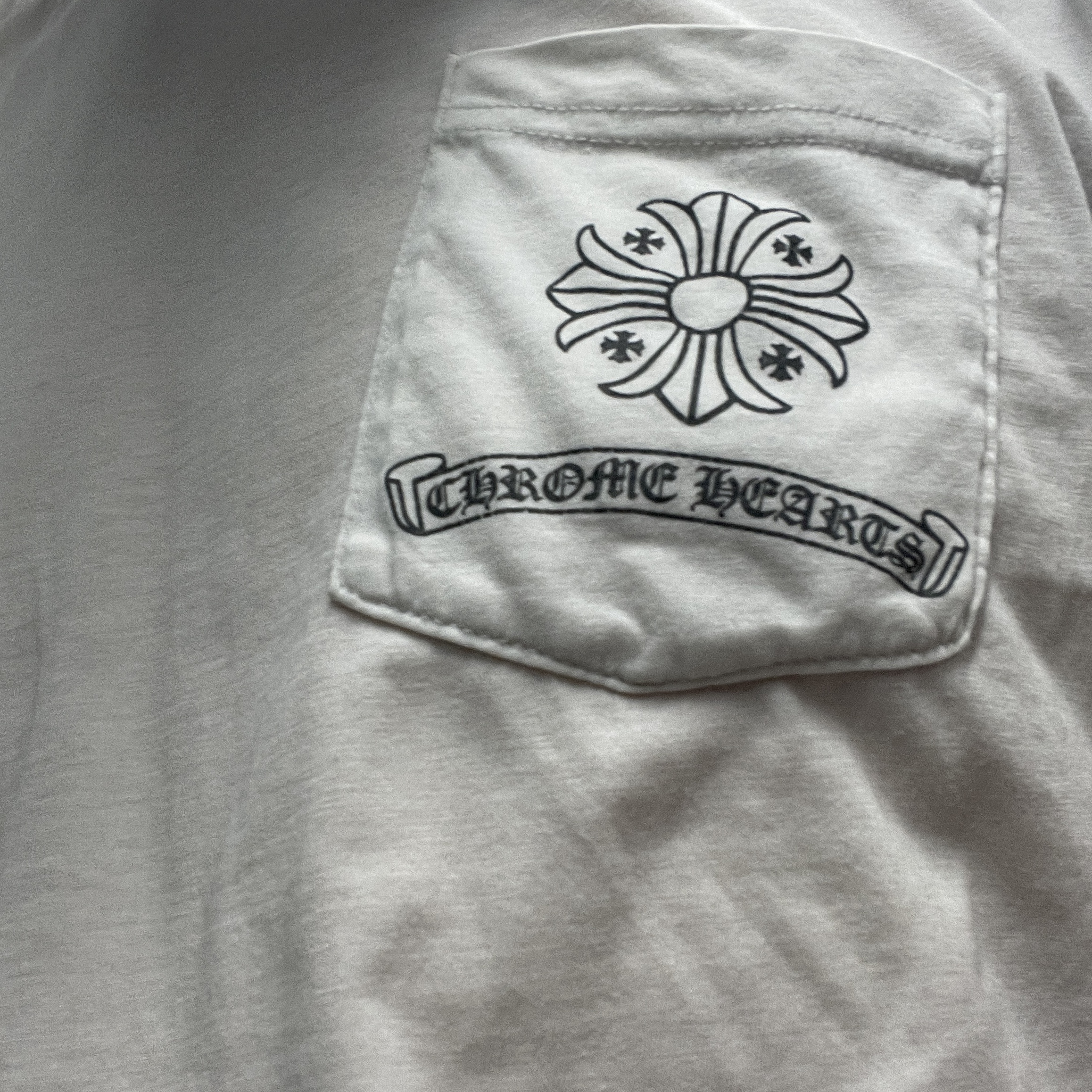 Jordan 1 Low 85 Neutral Grey, Chrome Hearts Horseshoe Logo Pocket T-Shirt White 착용 스타일 - 2