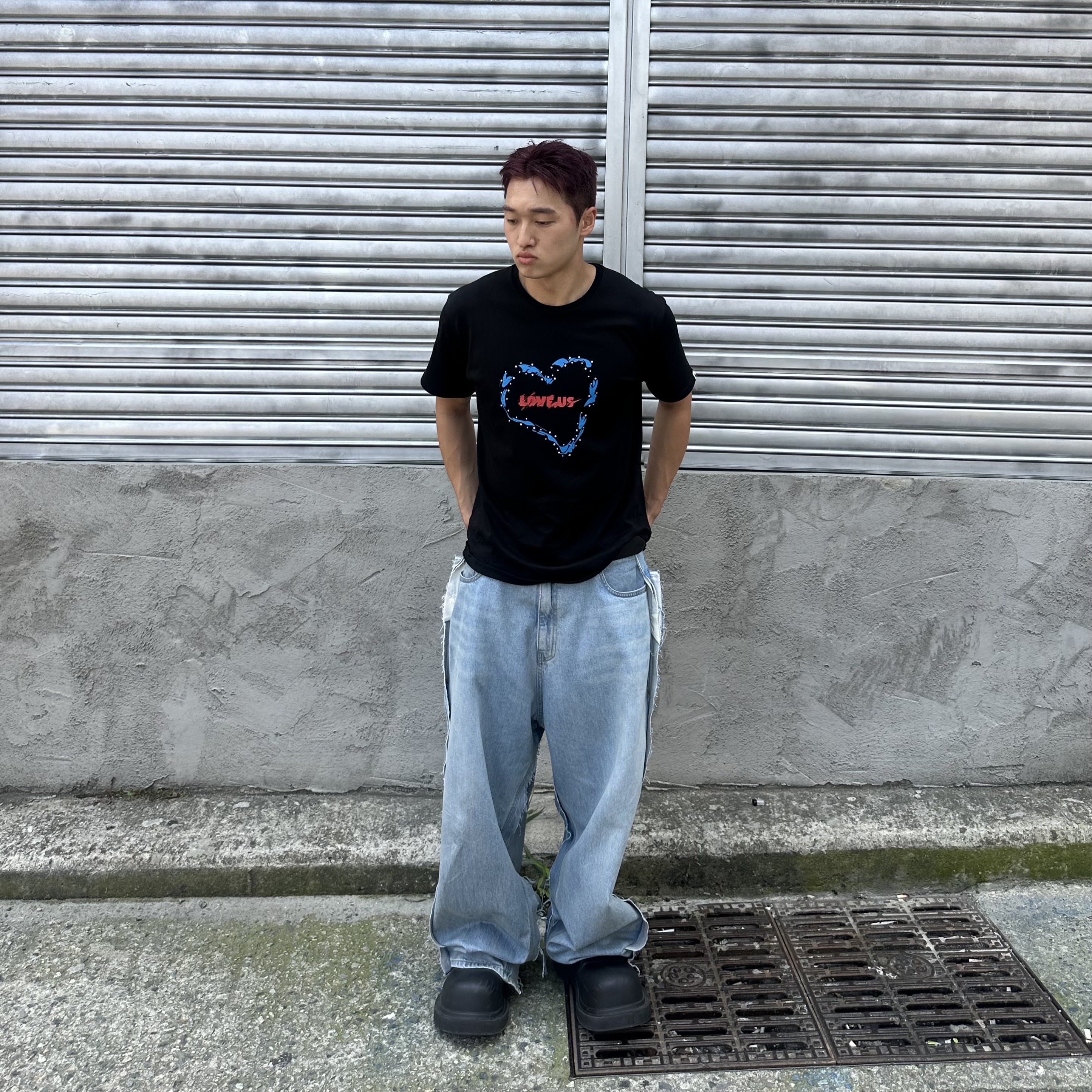 Project G/R Upcyling Denim Pants Blue, (W) Balenciaga Steroid Derby Black 착용 스타일 - 4