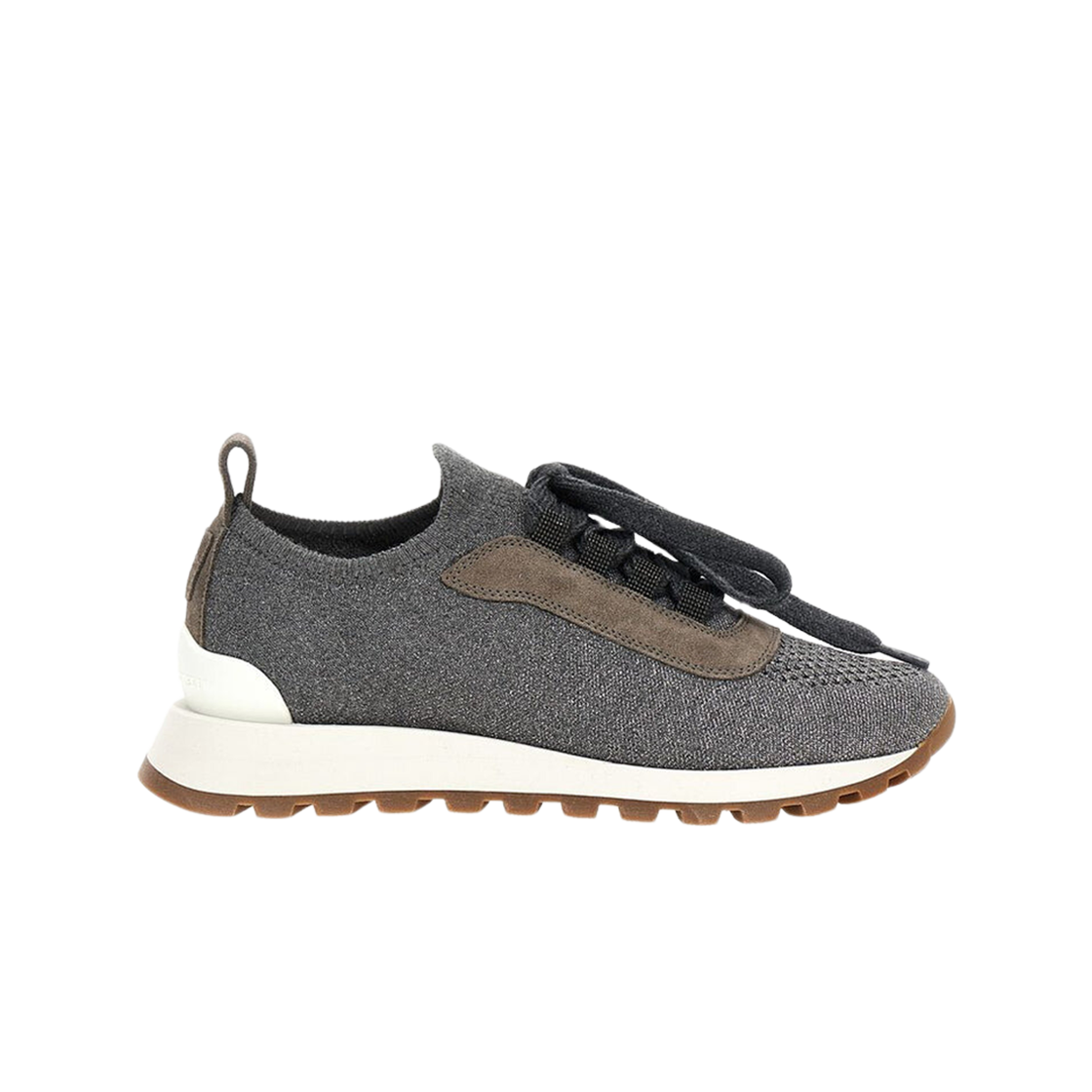 (W) 브루넬로 쿠치넬리 스파클링 니트 스니커즈 그레이((W) Brunello Cucinelli Sparkling Knit Sneakers Gray) - 1