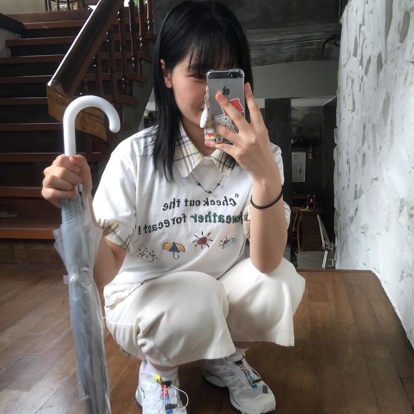 Problemallways Life Weather Forecast T-Shirt White 착용 스타일 - 1