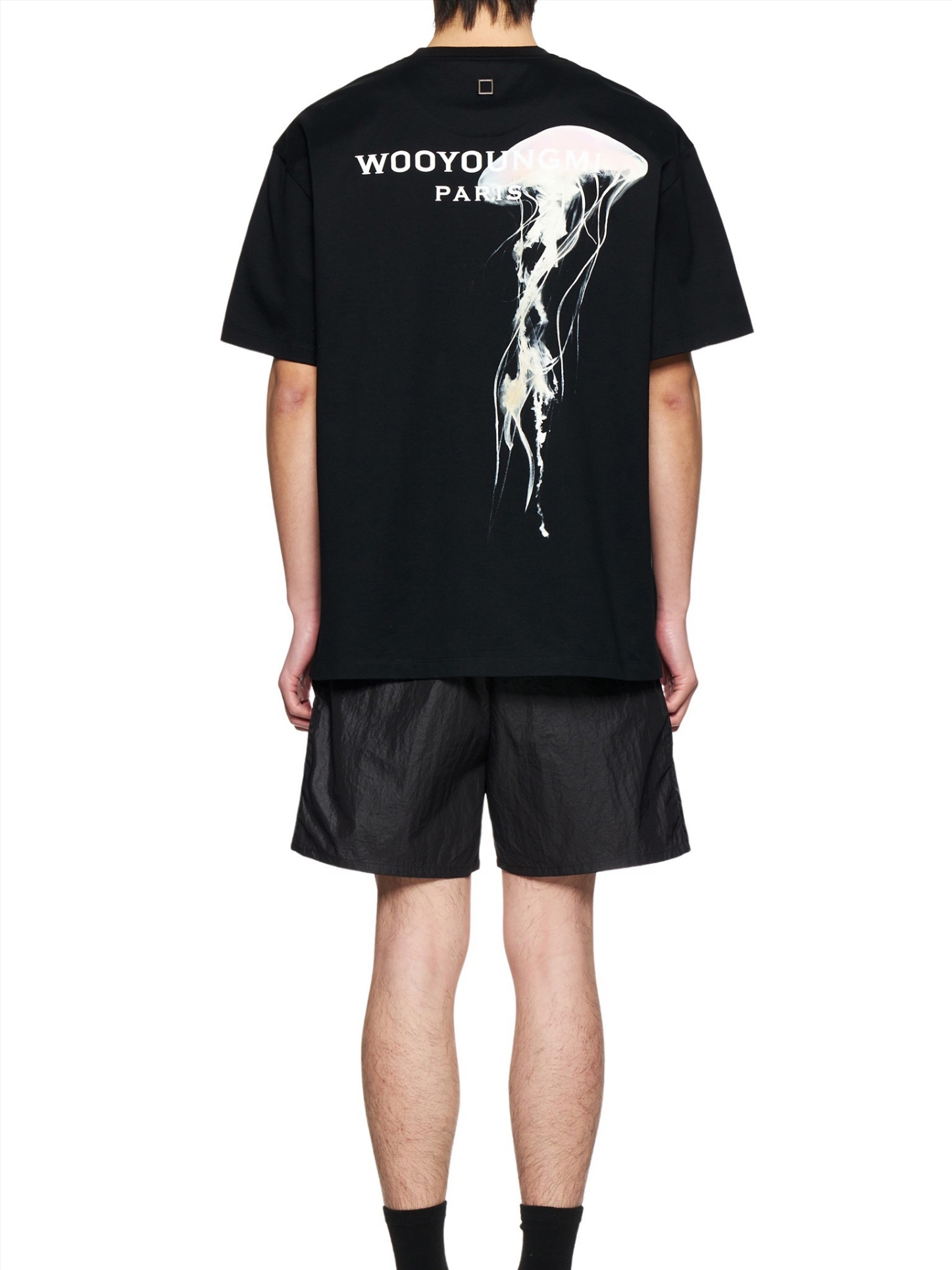 Wooyoungmi Luminous Jellyfish Back Logo T-Shirt Black - 24SS 착용 스타일