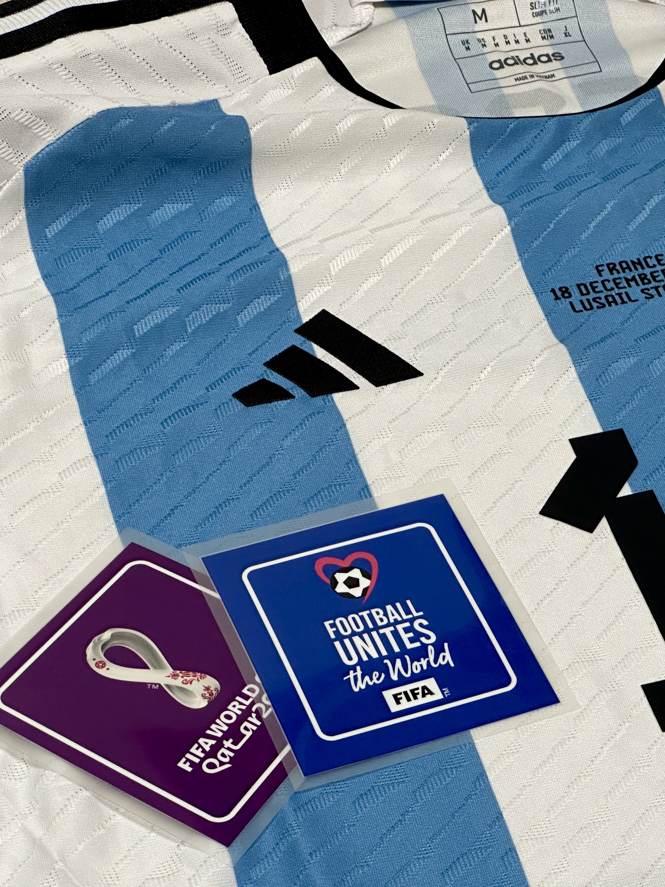 Adidas Argentina Home Authentic Jersey 2022 White Light Blue - US Sizing (Non Marking Ver.), Adidas Argentina Home Authentic Jersey 2022 White Light Blue - KR Sizing (Non Marking Ver.) 착용 스타일 - 3