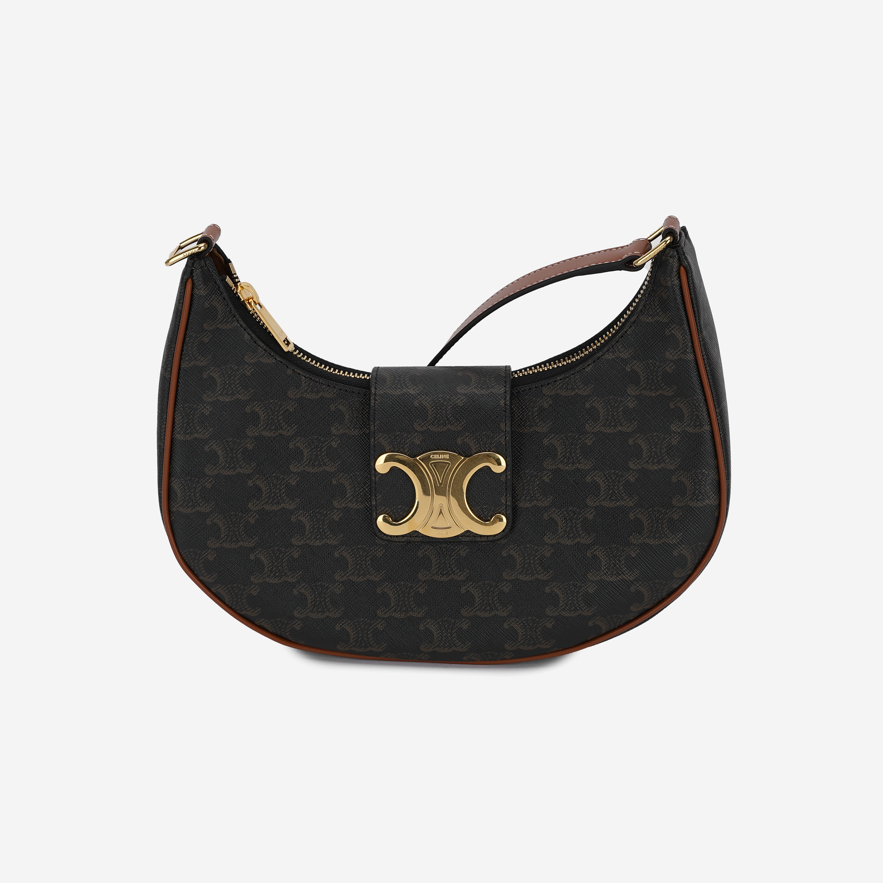 Celine Medium Ava Triomphe Bag in Triomphe Canvas Calfskin Tan