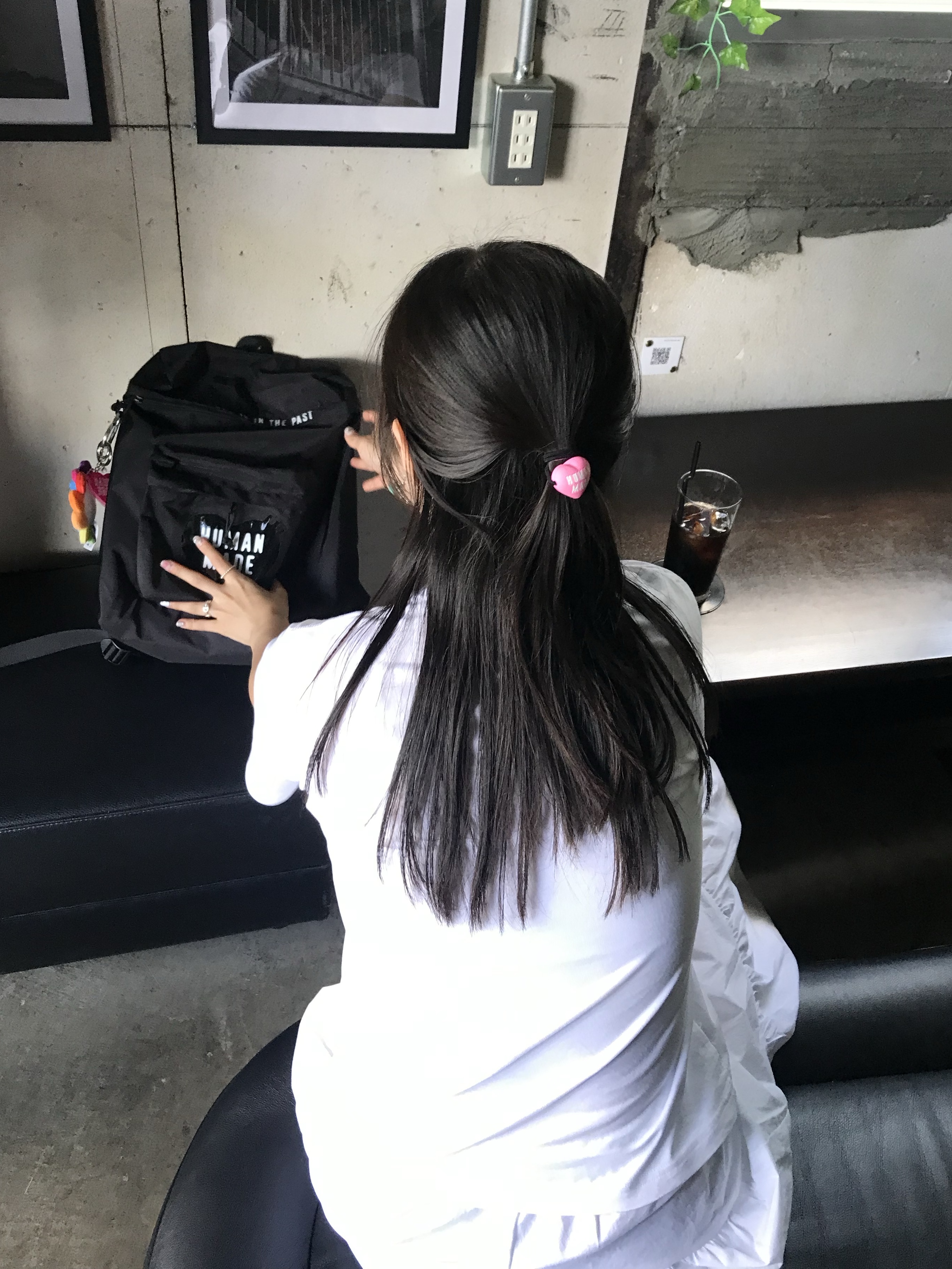 Human Made Backpack Black, Human Made Heart Rubber Band Pink 착용 스타일