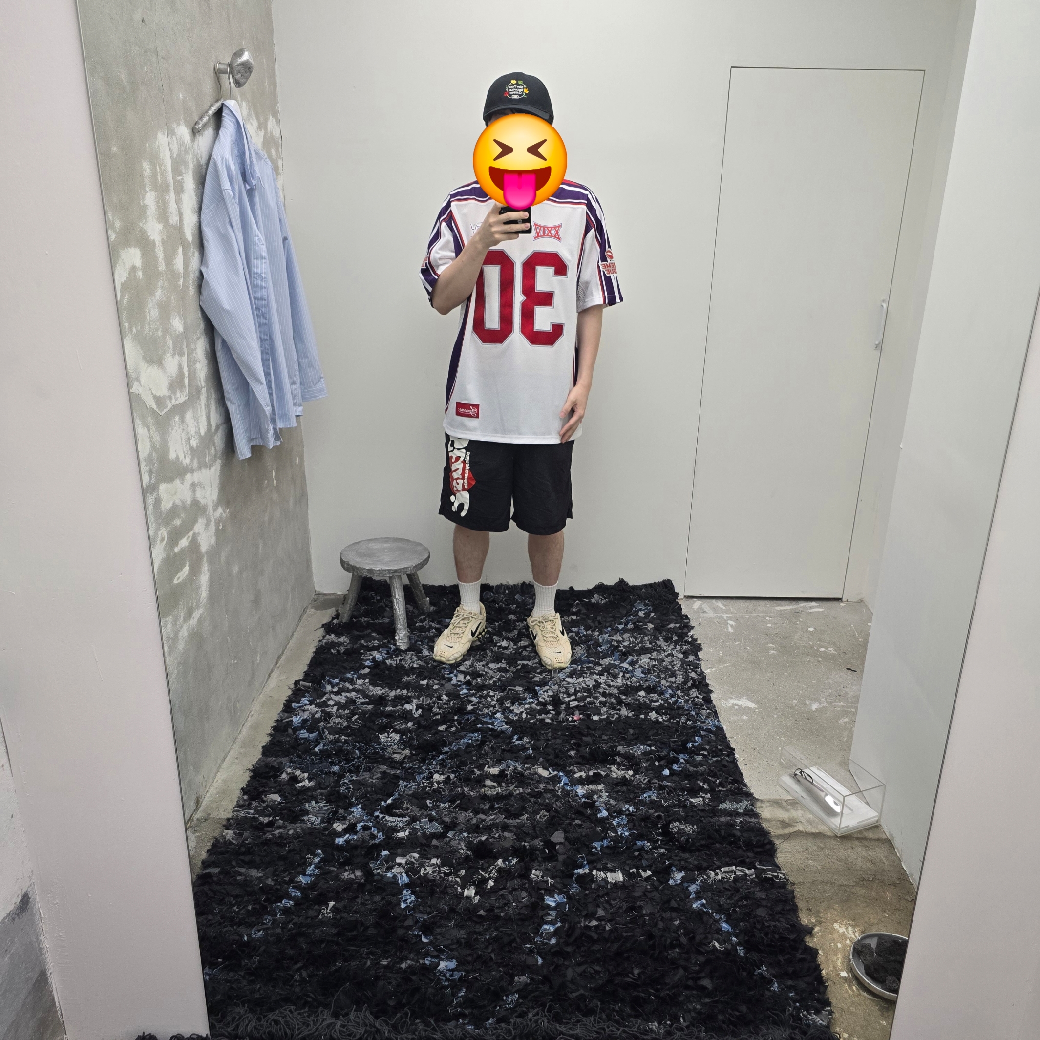Supreme Sudden Death Football Jersey White - 24SS, Stussy x Cactus Plant Flea Market Shorts Black 착용 스타일