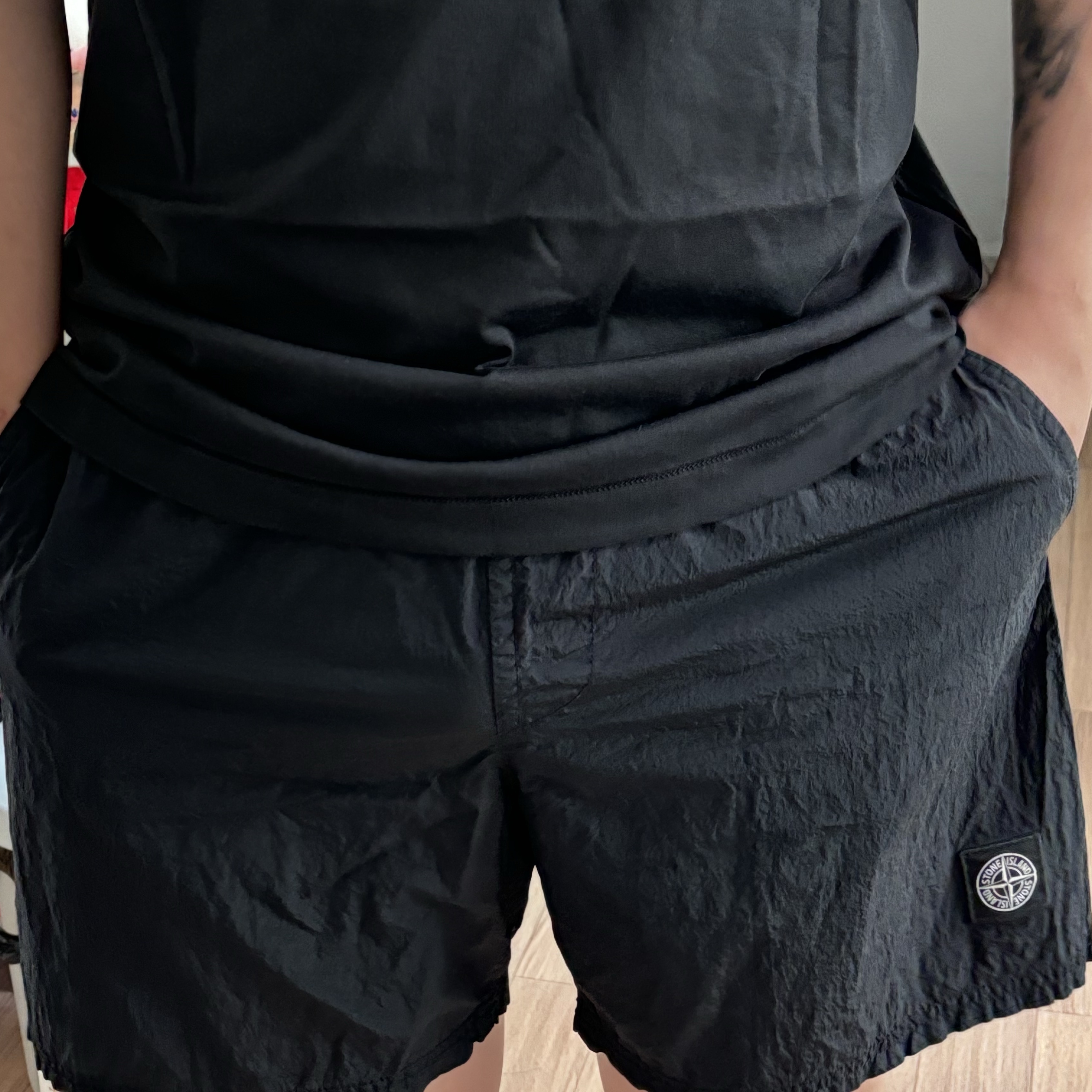 Stone Island B0943 Nylon Metal Swimming Trunk Black - 24SS 착용 스타일