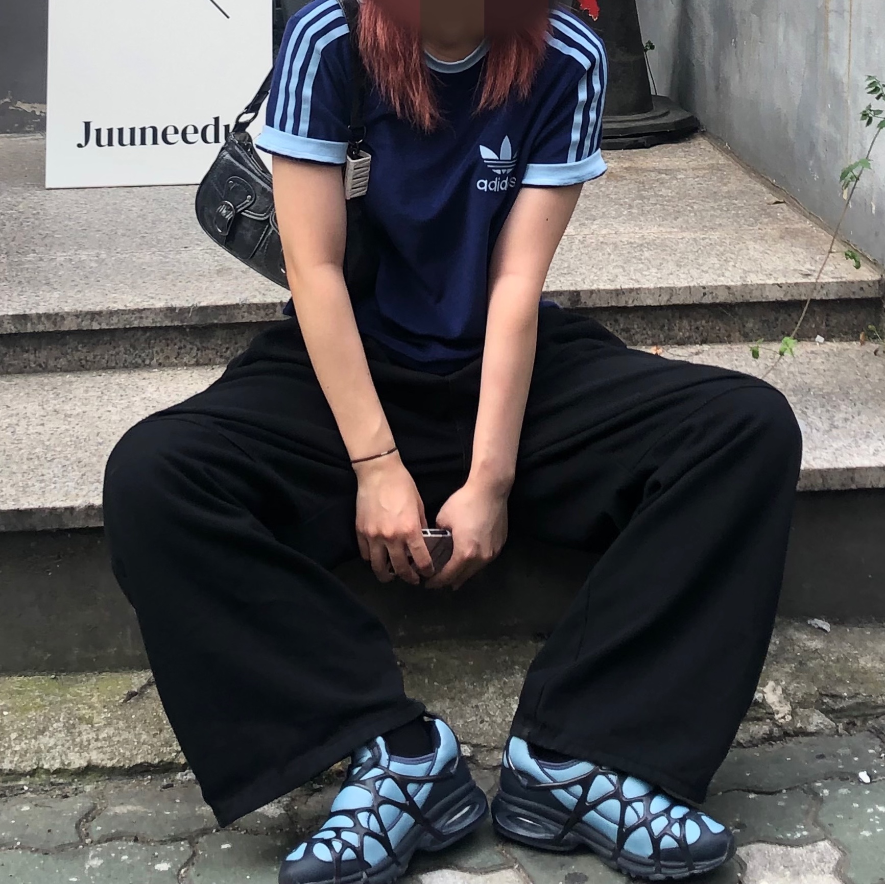 Nike Air Kukini Worn Blue Obsidian, (W) Adidas Terry 3S T-Shirt Dark Blue - KR Sizing 착용 스타일