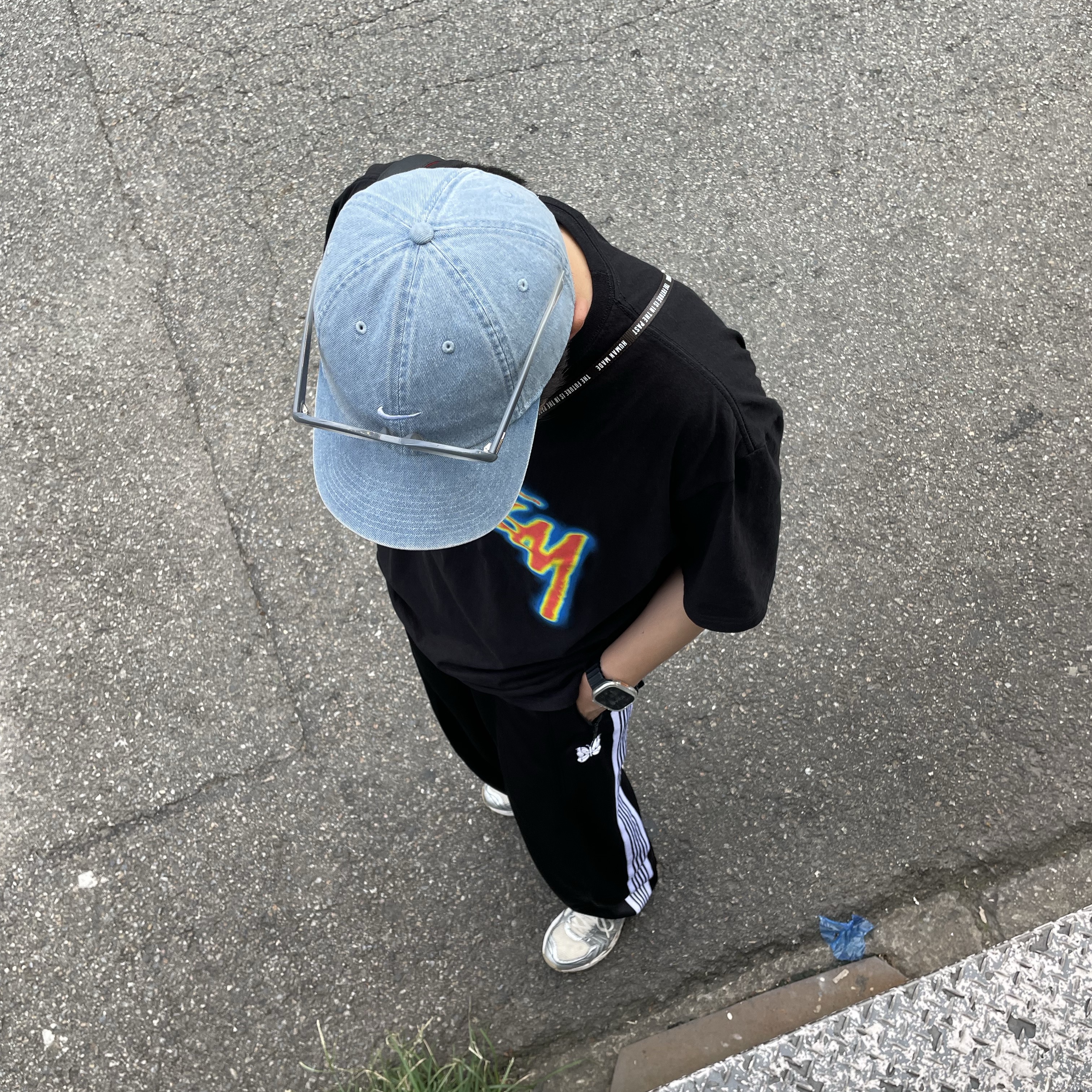 Needles H.D. Track Pants Poly Smooth Black White 착용 스타일