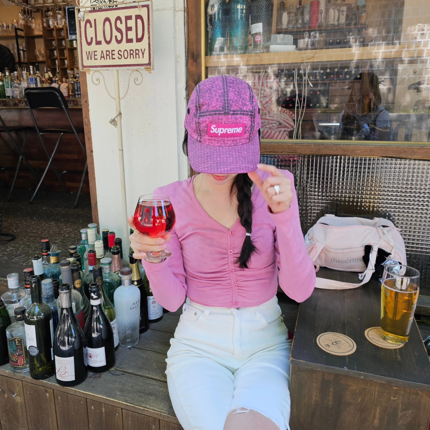 Supreme Distressed Ripstop Camp Cap Pink - 23FW 착용 스타일 - 1