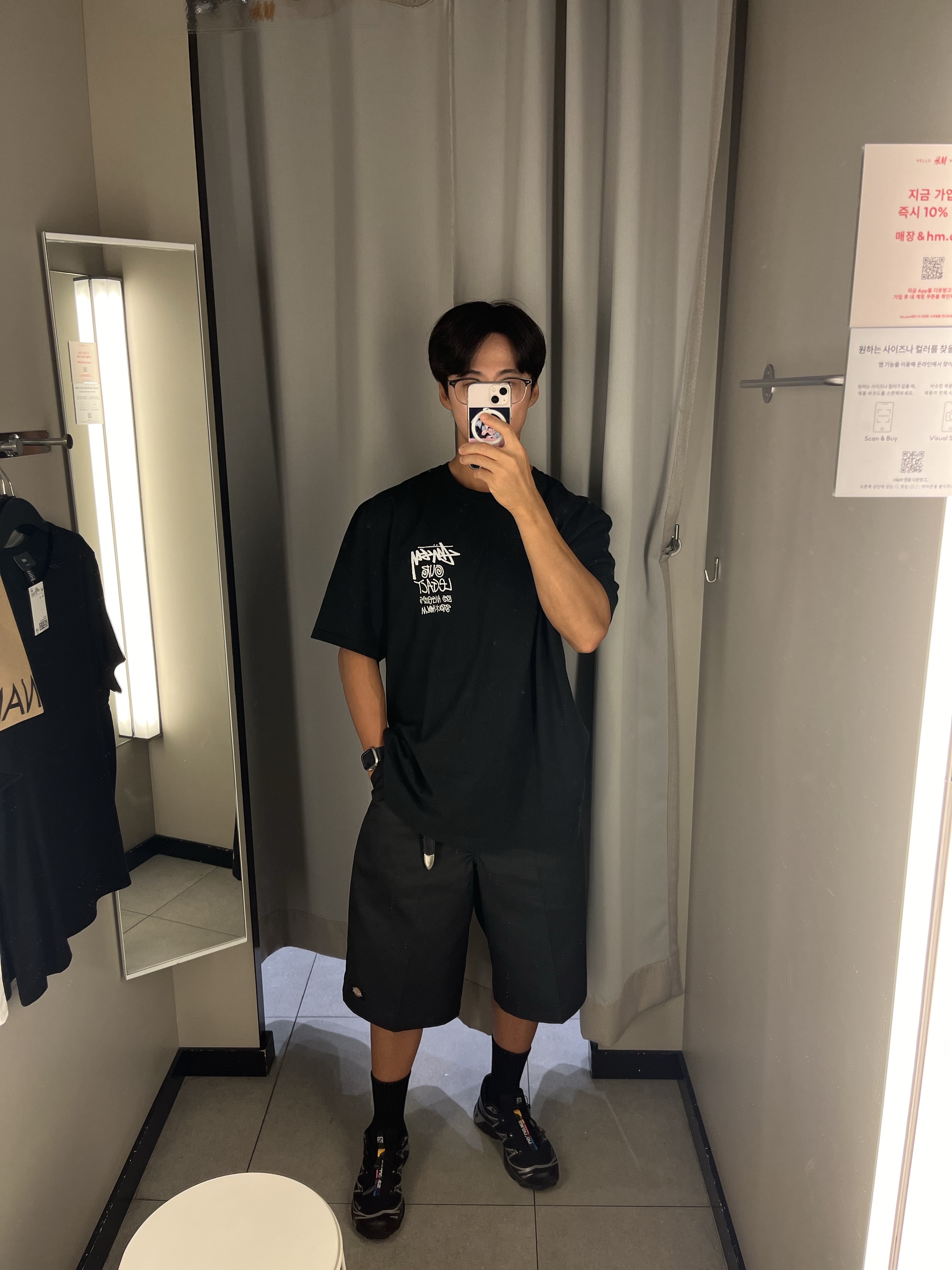 Stussy x Our Legacy Surfman T-Shirt Black - 21SS, Our Legacy Belt 2cm Leather Black 착용 스타일