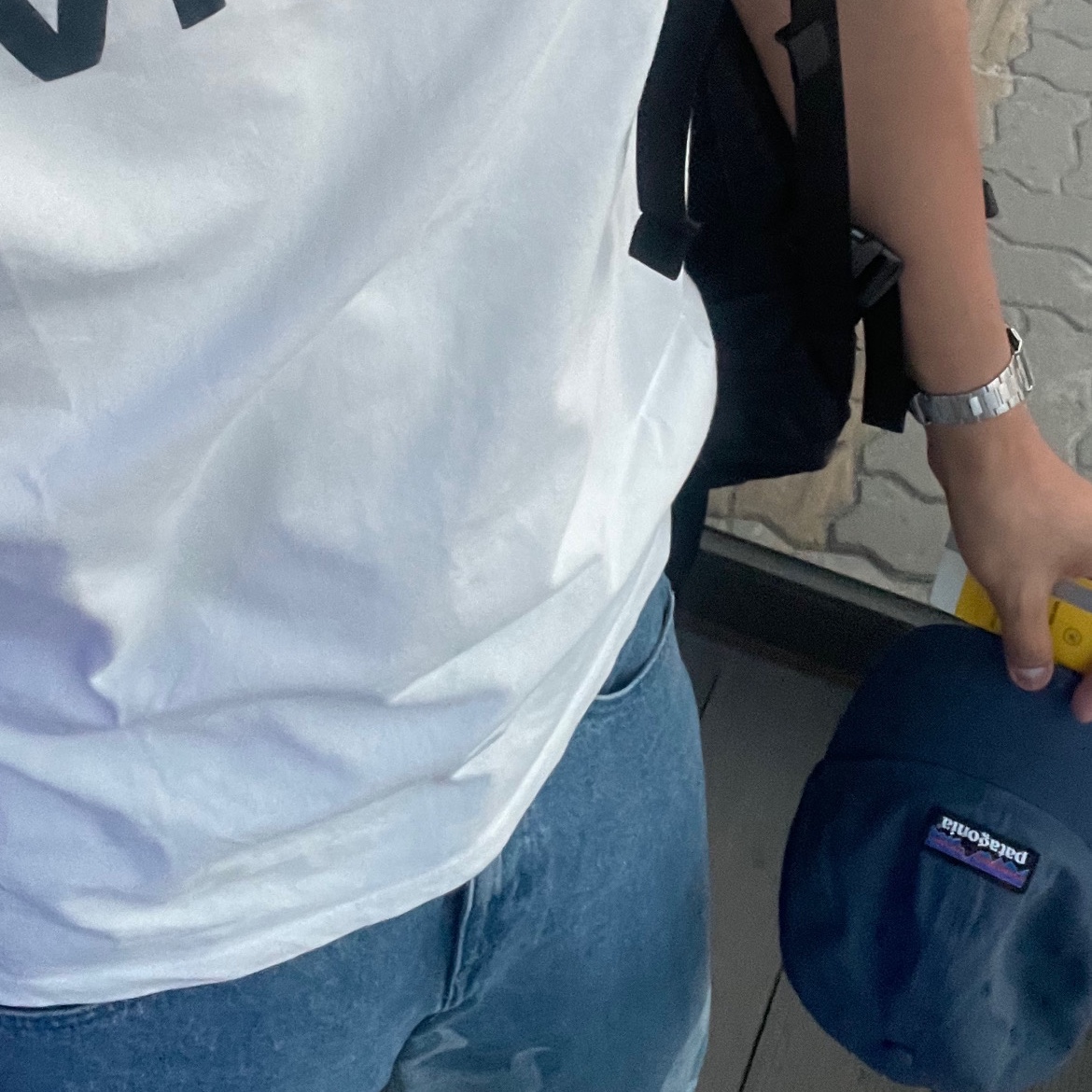 A.P.C. VPC T-Shirt White Dark Navy, Adidas Flames Denim Shorts Blue - KR Sizing 착용 스타일