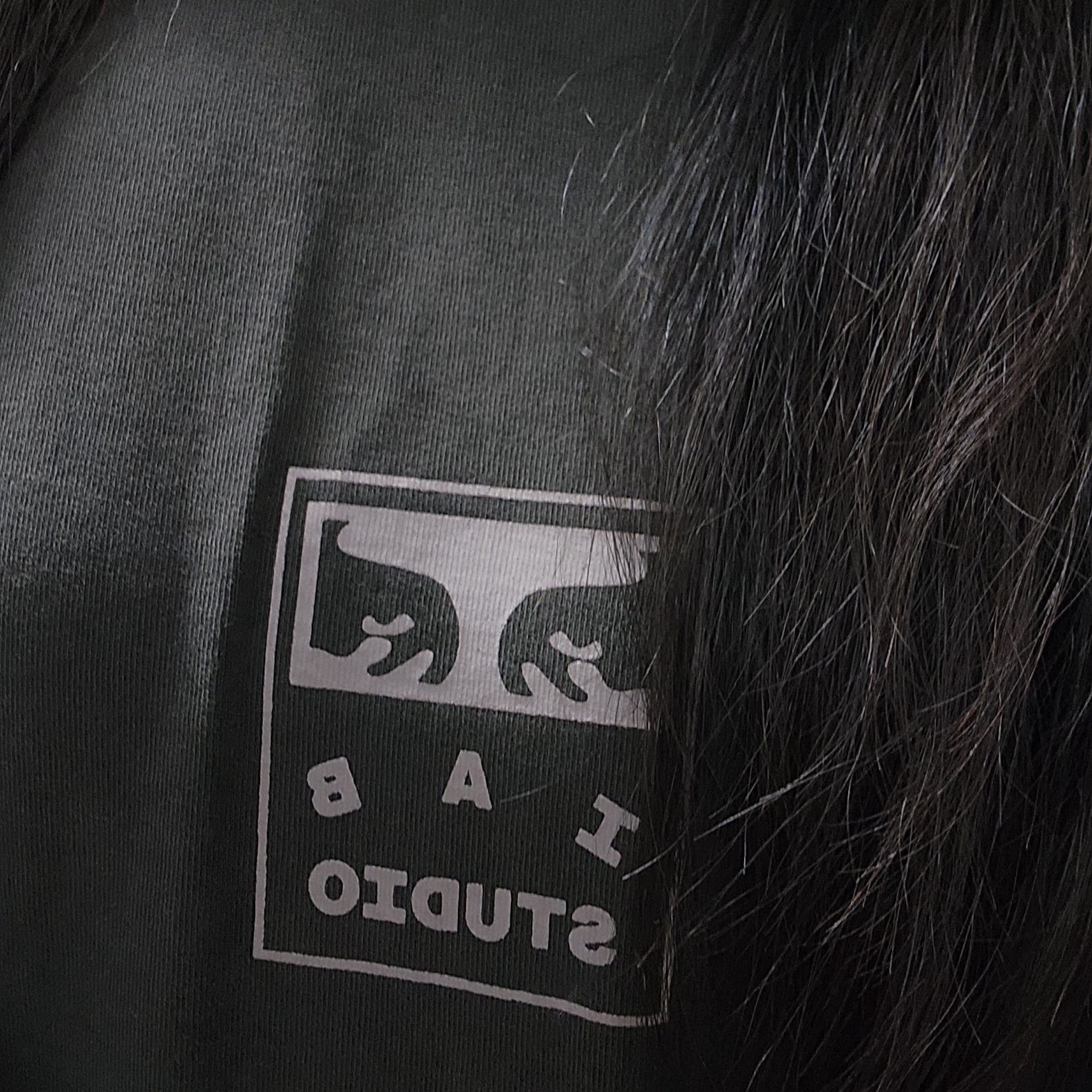 IAB Studio x Obey Icon Heavyweight Box T-Shirt Digital Black 착용 스타일 - 2