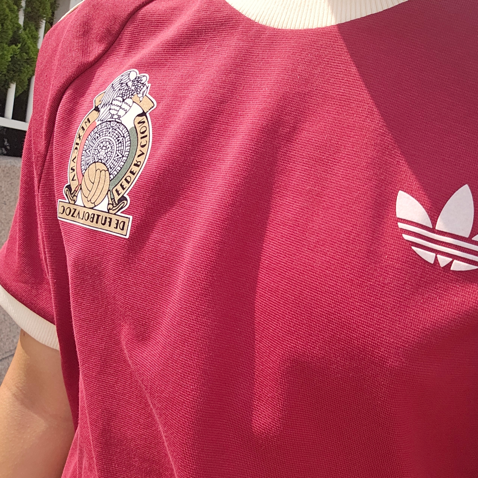 Adidas Mexico Adicolor 3S T-Shirt Noble Maroon - KR Sizing 착용 스타일