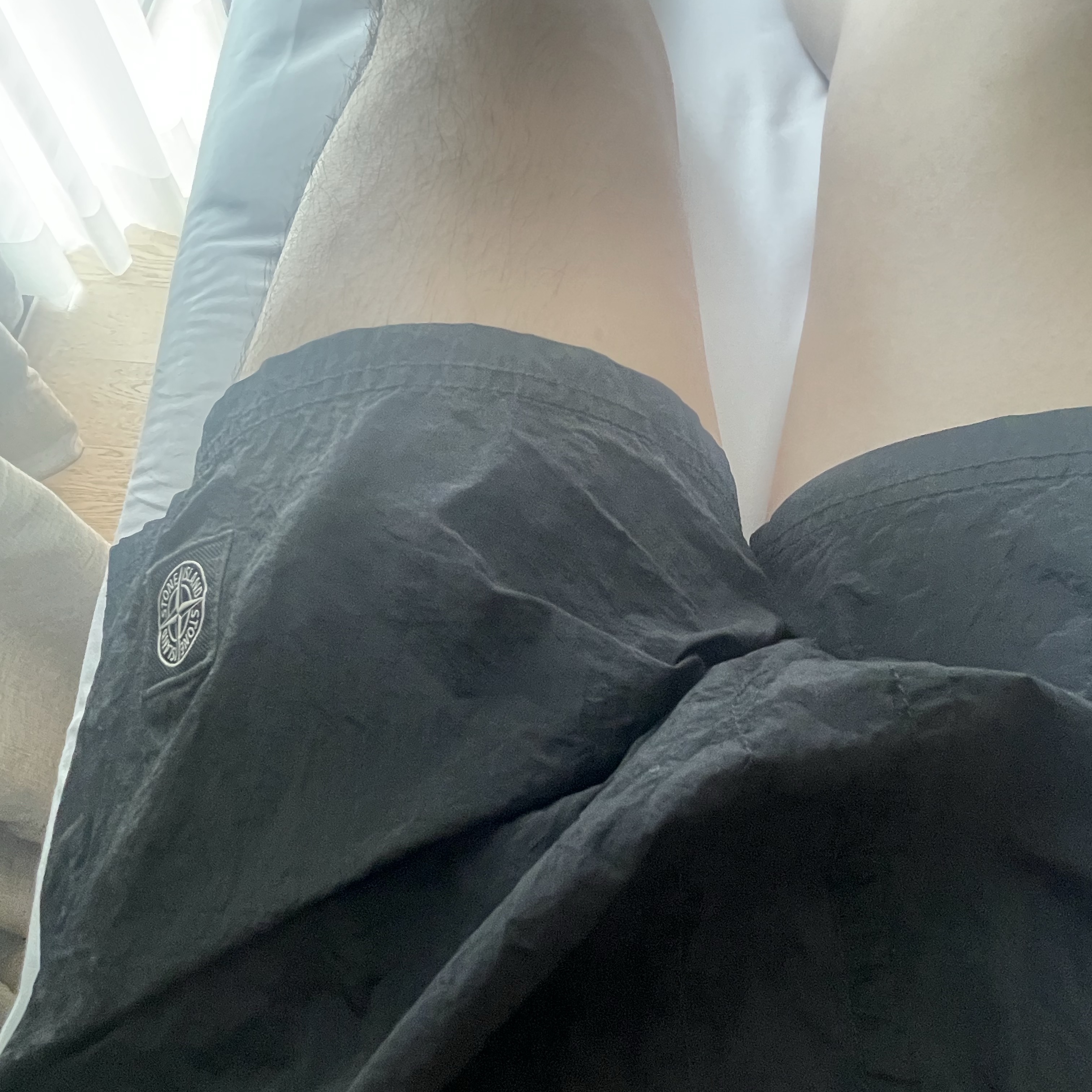 Stone Island B0943 Nylon Metal Swimming Trunk Black - 24SS, Jordan x Travis Scott x Fragment Shorts Black (DJ0617-010) 착용 스타일 - 1