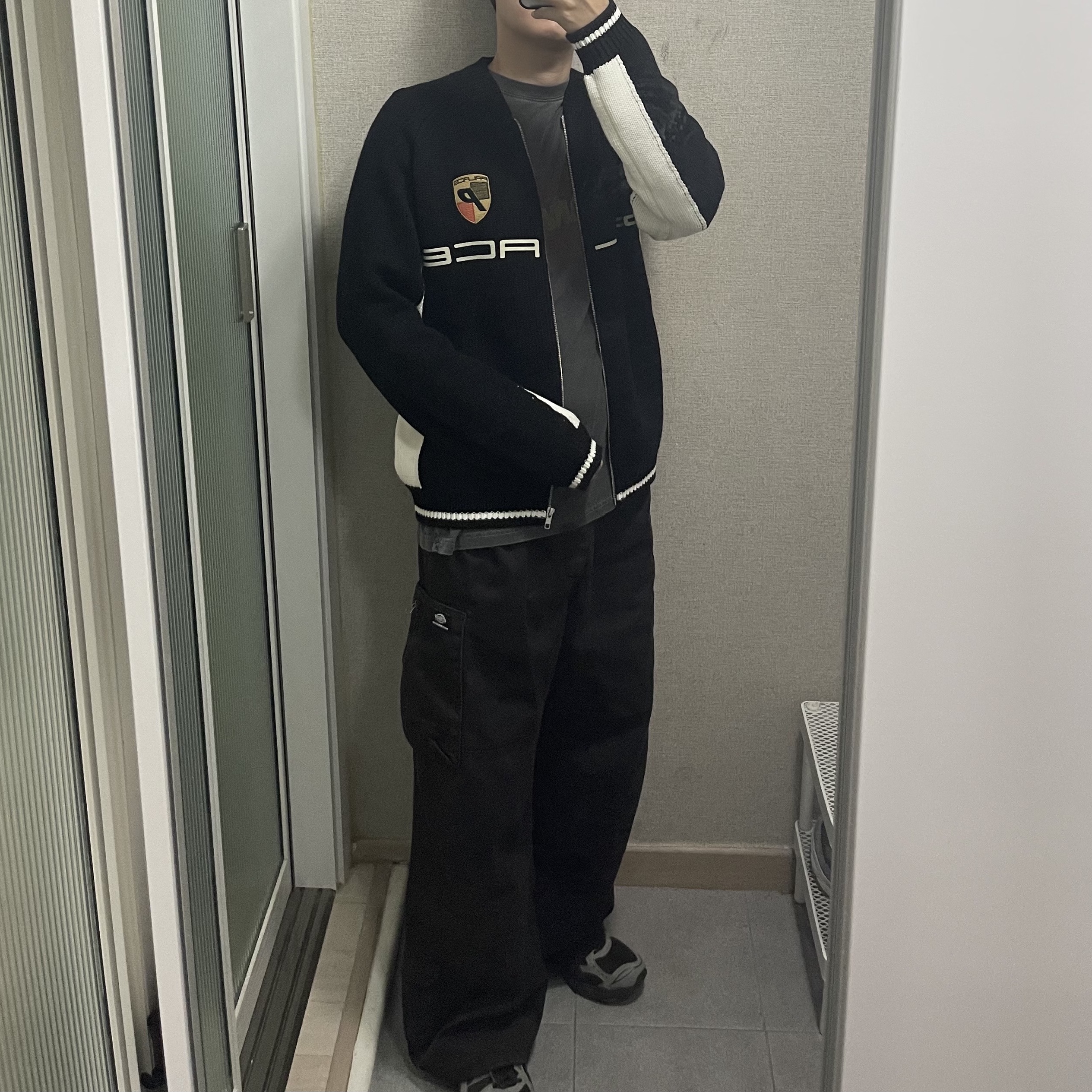 Palace Posh Knit Black - 24FW, Asics x Atmos x Undermycar Gel-Kayano 14 Pepper Black 착용 스타일 - 2