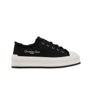 (W) Dior Walk'N'Dior Platform Sneakers Fringed Cotton Canvas with Embroidered Black