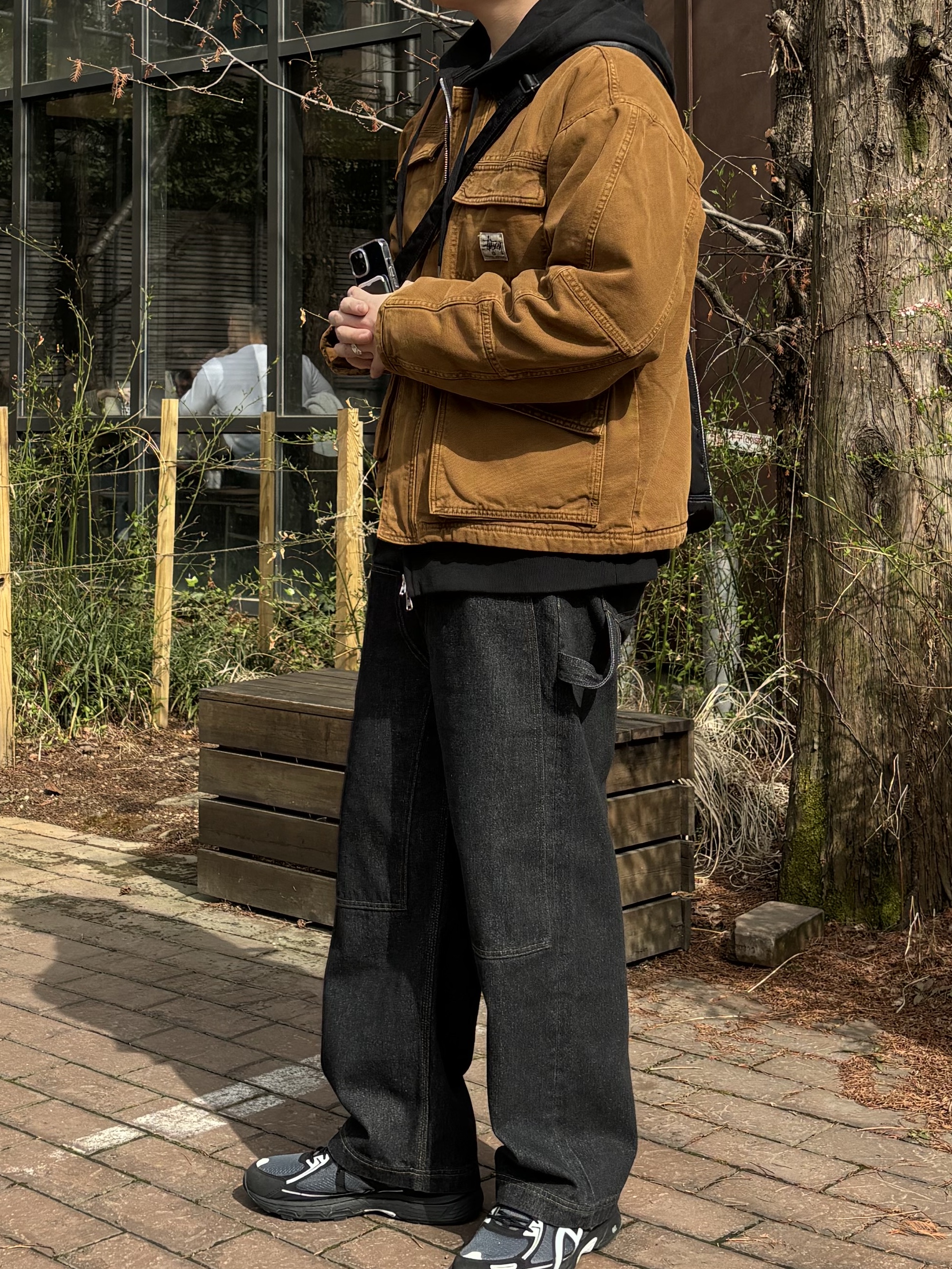Stussy Washed Canvas Shop Jacket Bronze 착용 스타일