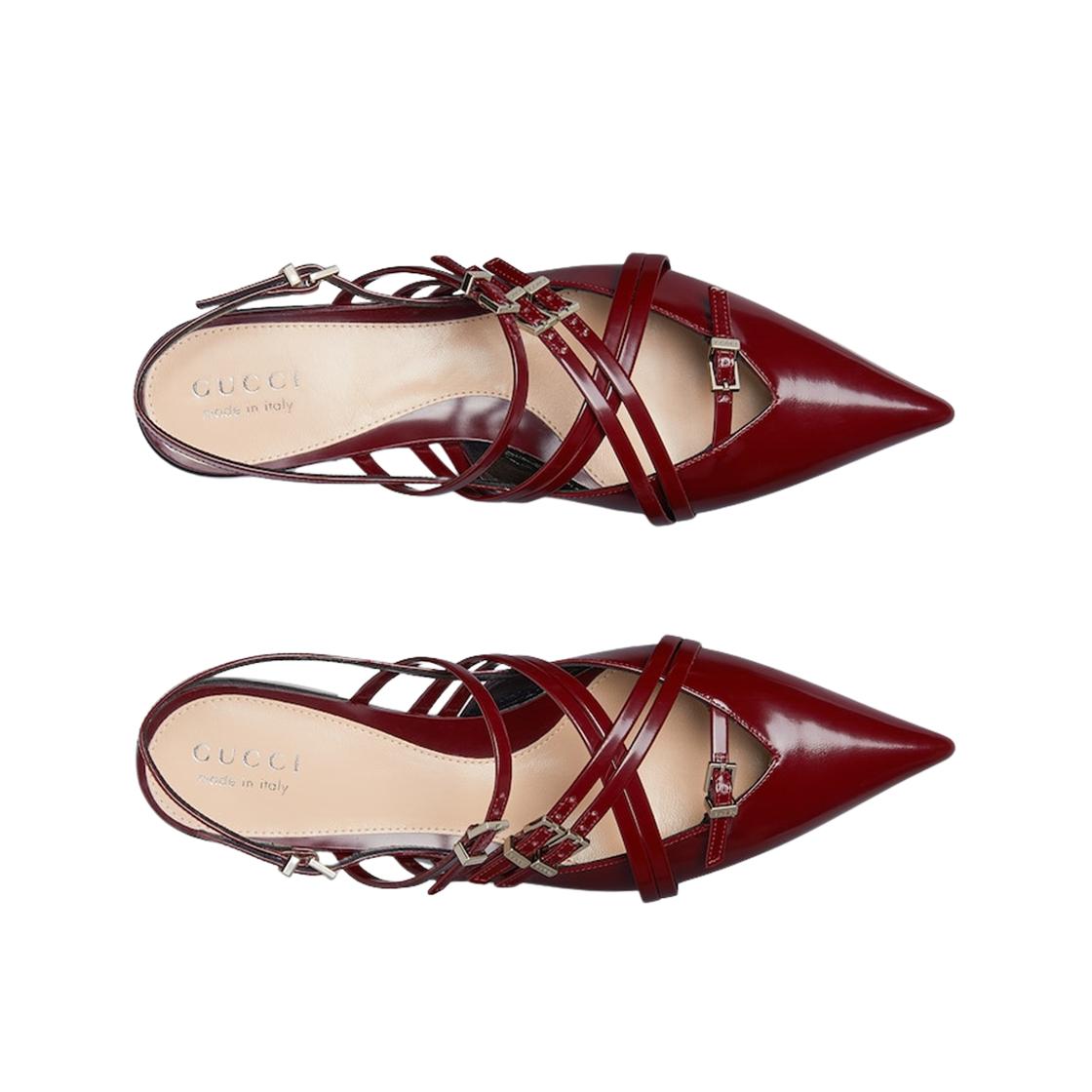 (W) Gucci Strappy Ballet Flat Rosso Ancora Leather 상세 이미지 2