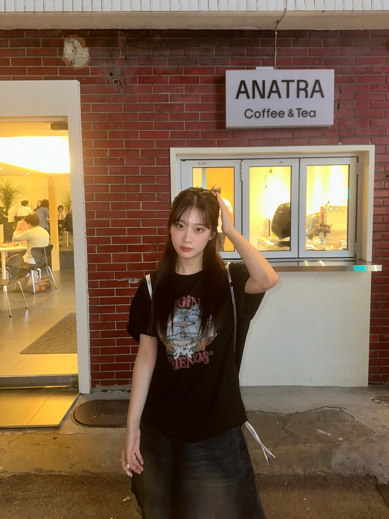RDVZ Original Puppy Friends T-shirt Black 착용 스타일