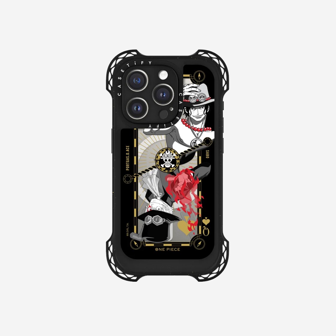 Casetify x One Piece iPhone Magsafe Poker Card Ace & Sabo Ultra Bounce Case Black 상세 이미지 1