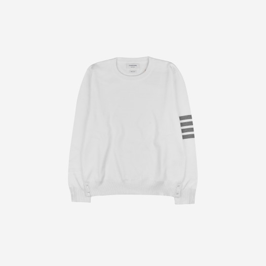 Thom Browne Milano Stitch 4-Bar Crewneck Pullover Knit White