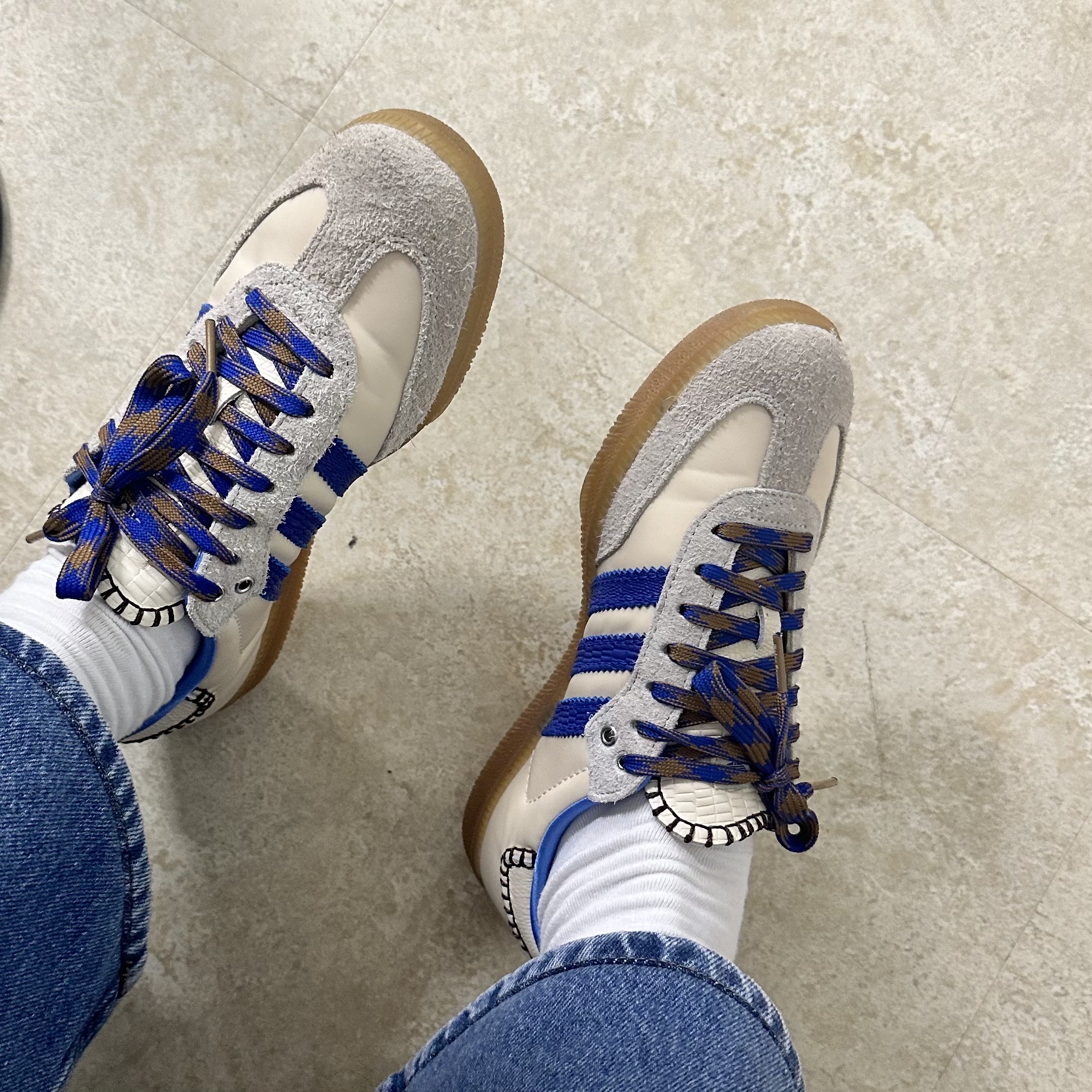 Adidas x Wales Bonner Samba Wonder Clay Royal Blue 착용 스타일