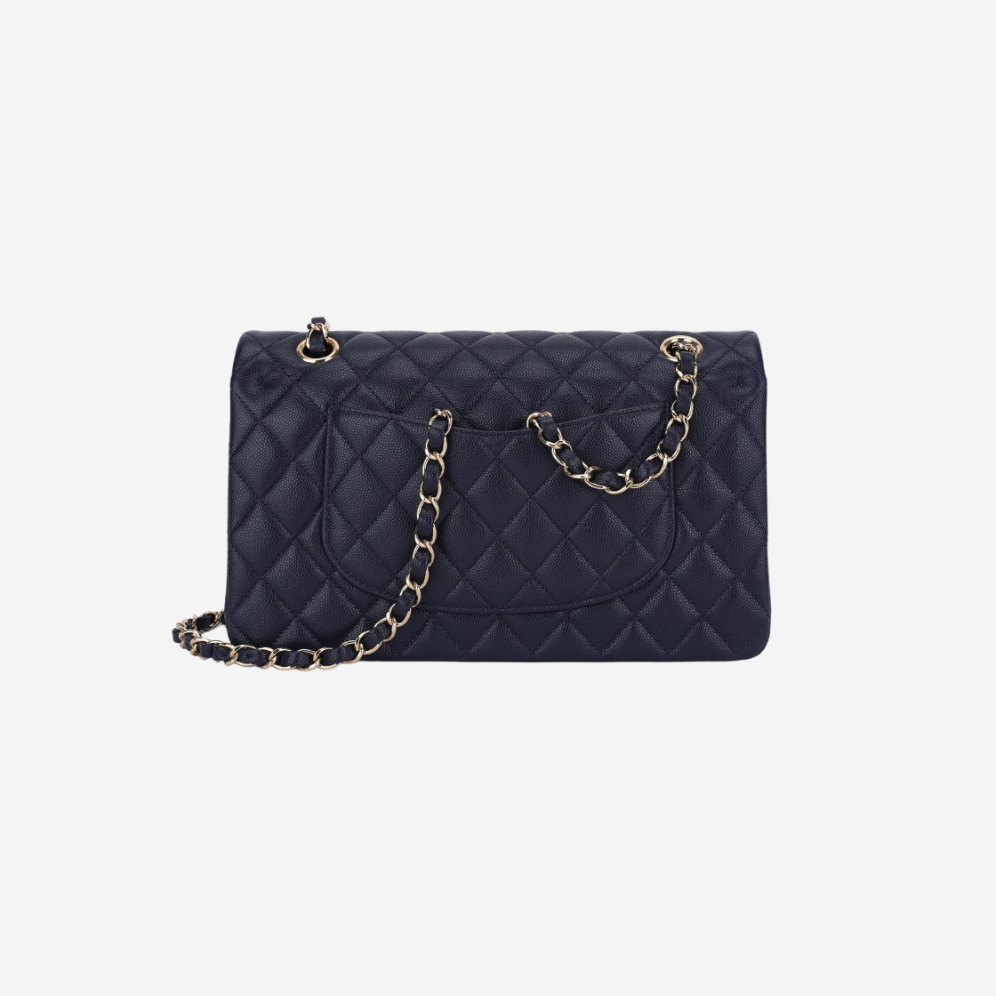 Chanel Medium Classic Handbag Grained Calfskin & Gold Dark Blue 상세 이미지 2