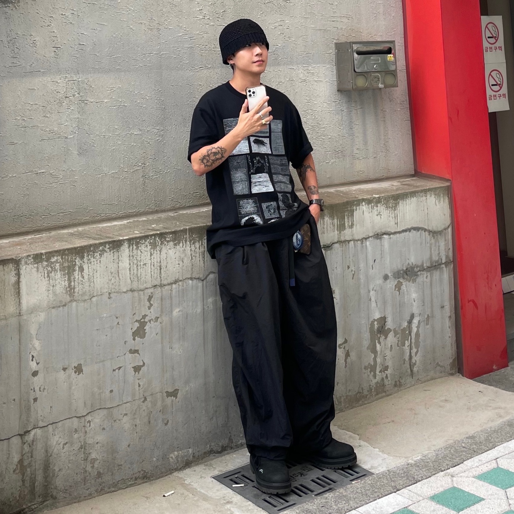 Cav Empt FK Continuitystrip T-Shirt Black - 23SS 착용 스타일