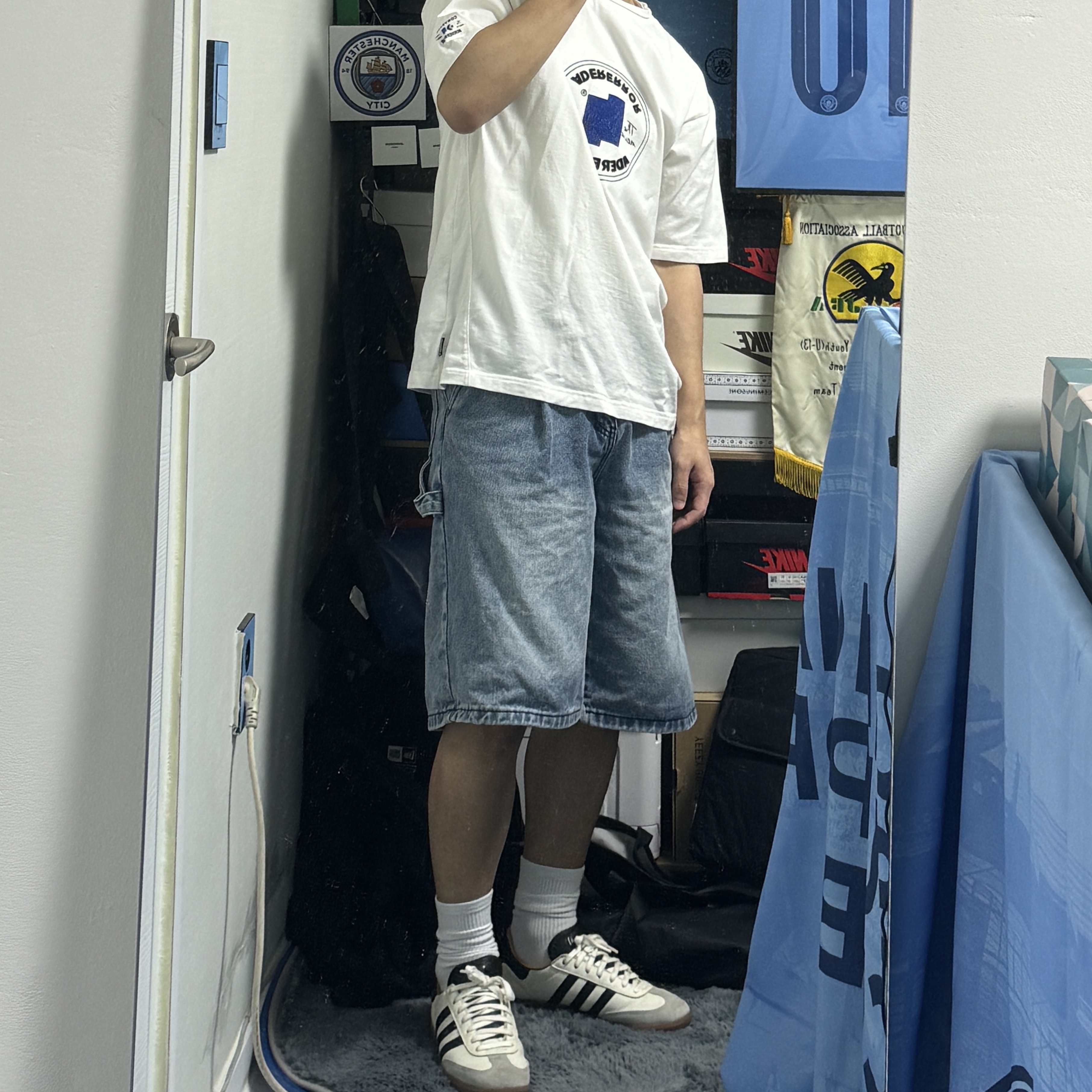 Converse x Ader Error Shapes T-Shirt Cloud Dancer, Adidas x JJJJound Samba OG Off White Core Black 착용 스타일