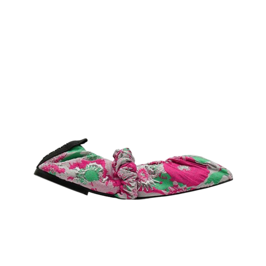 (W) Ganni Soft Square Toe Scrunchie Ballerina Suger Plum