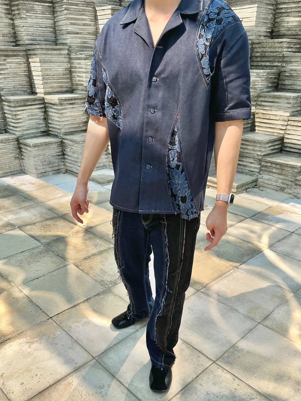 [KREAM 단독] ADSB Andersson Bell Patchwork Open Collar Shirts Denim 착용 스타일 - 3