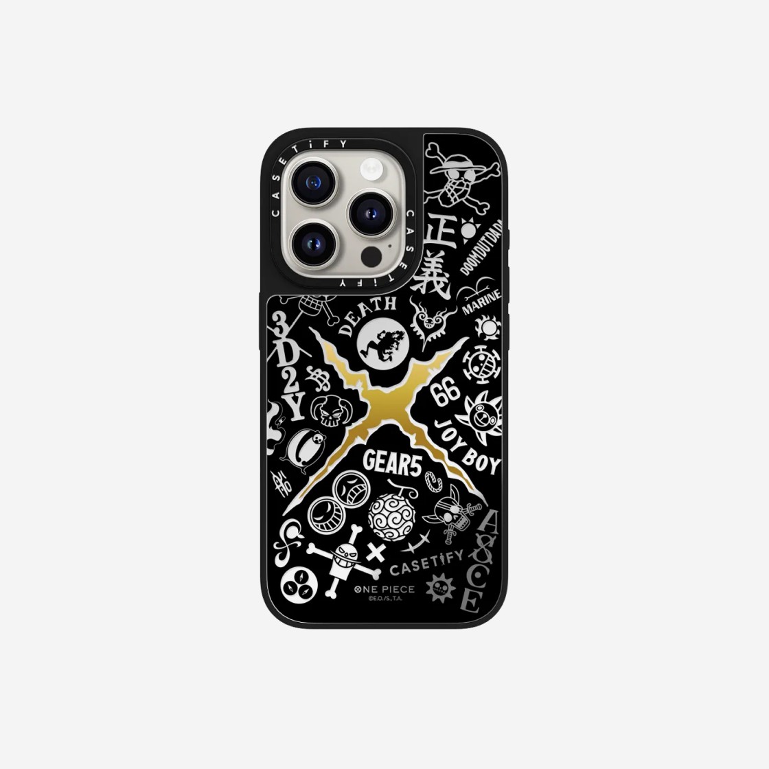 Casetify x One Piece iPhone Magsafe Gear 5 Motif Mirror Case Silver Mirror Black Bumper 상세 이미지 1