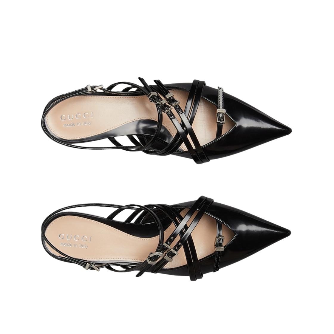 (W) Gucci Strappy Ballet Flat Black Leather 상세 이미지 2