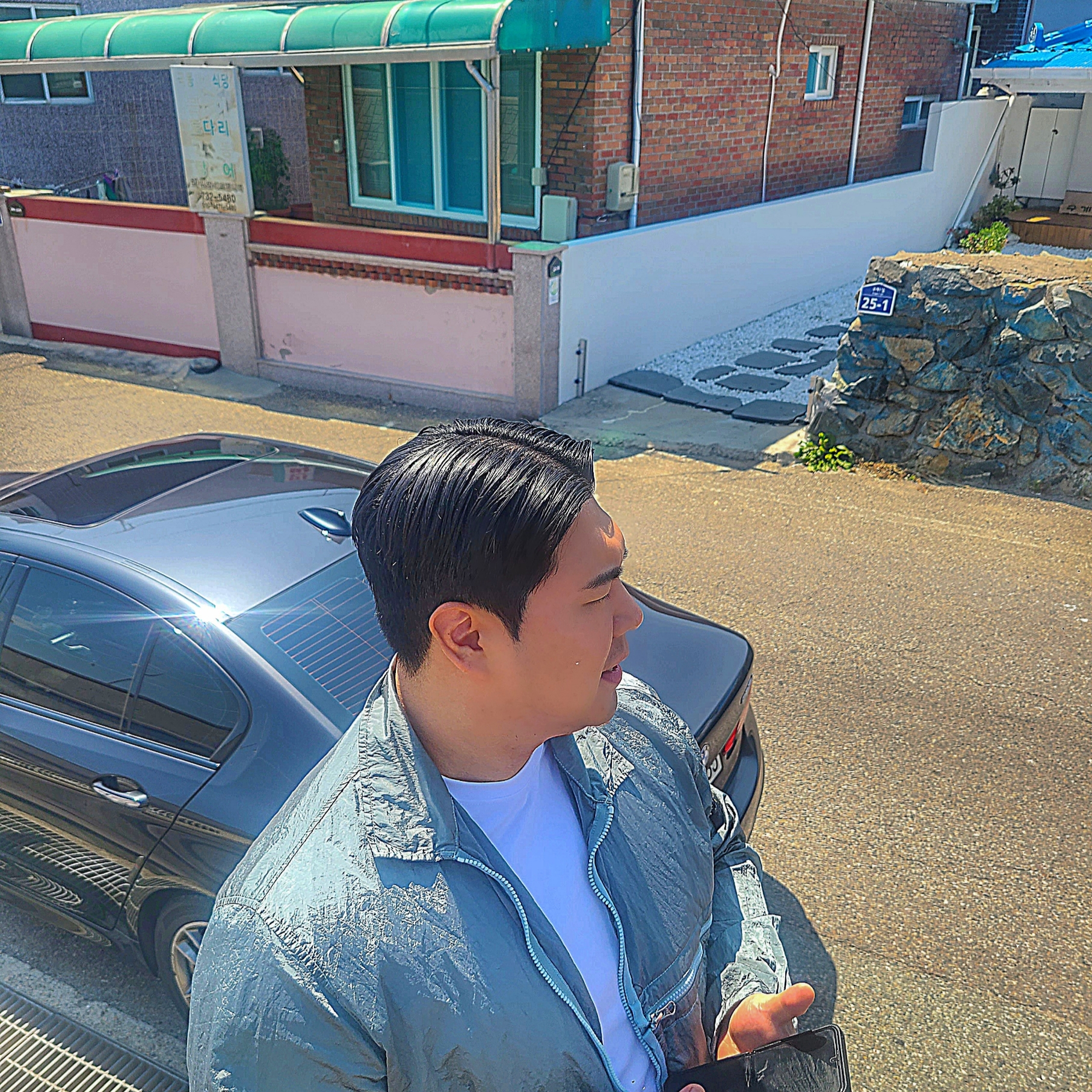 Stone Island 10919 Nylon Metal in Econyl Regenerated Nylon Overshirt Sky Blue - 23SS, Stone Island B0943 Nylon Metal Swimming Trunk Sky Blue - 23SS 착용 스타일 - 1