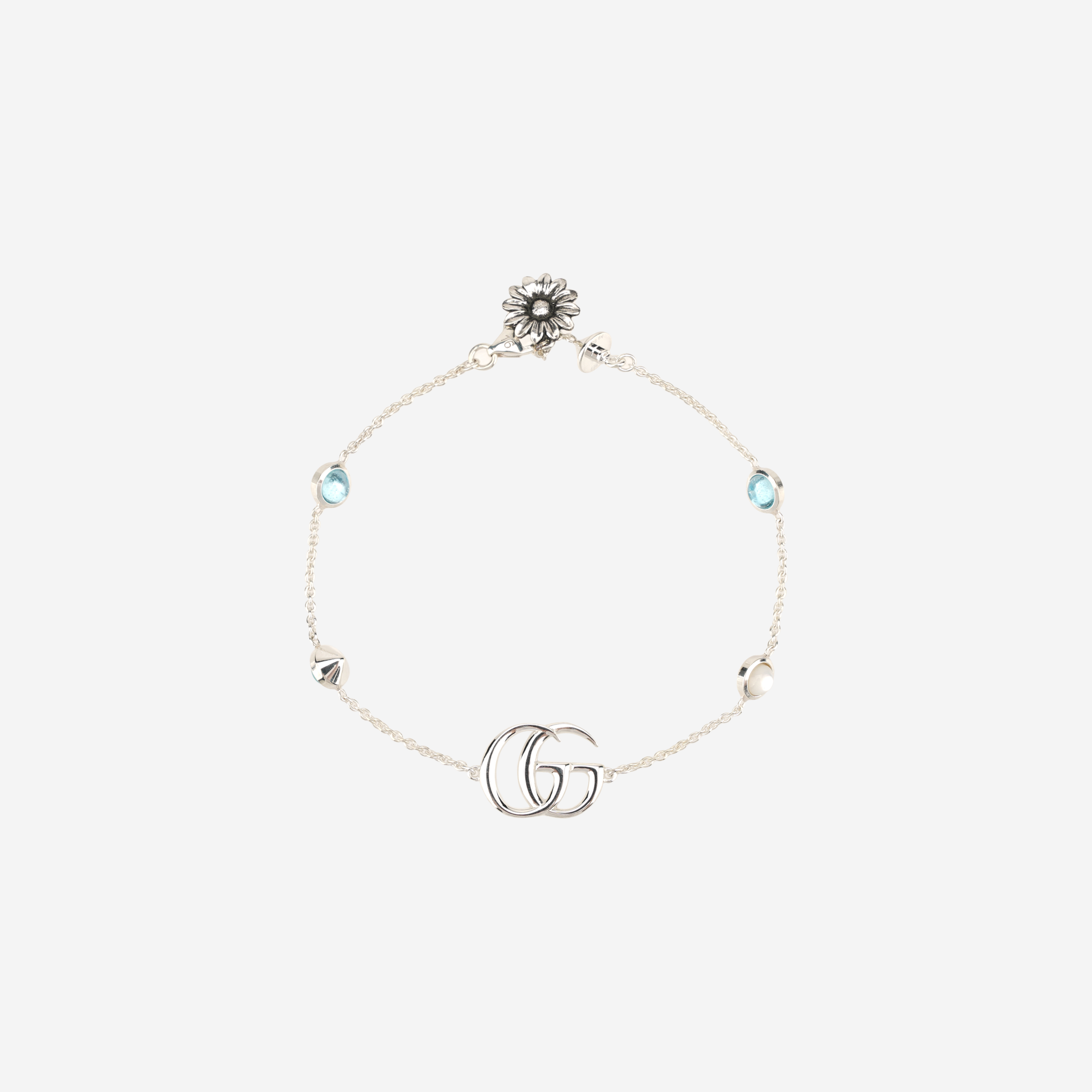 Gucci Double G Mother of Pearl Bracelet Silver Turquoise