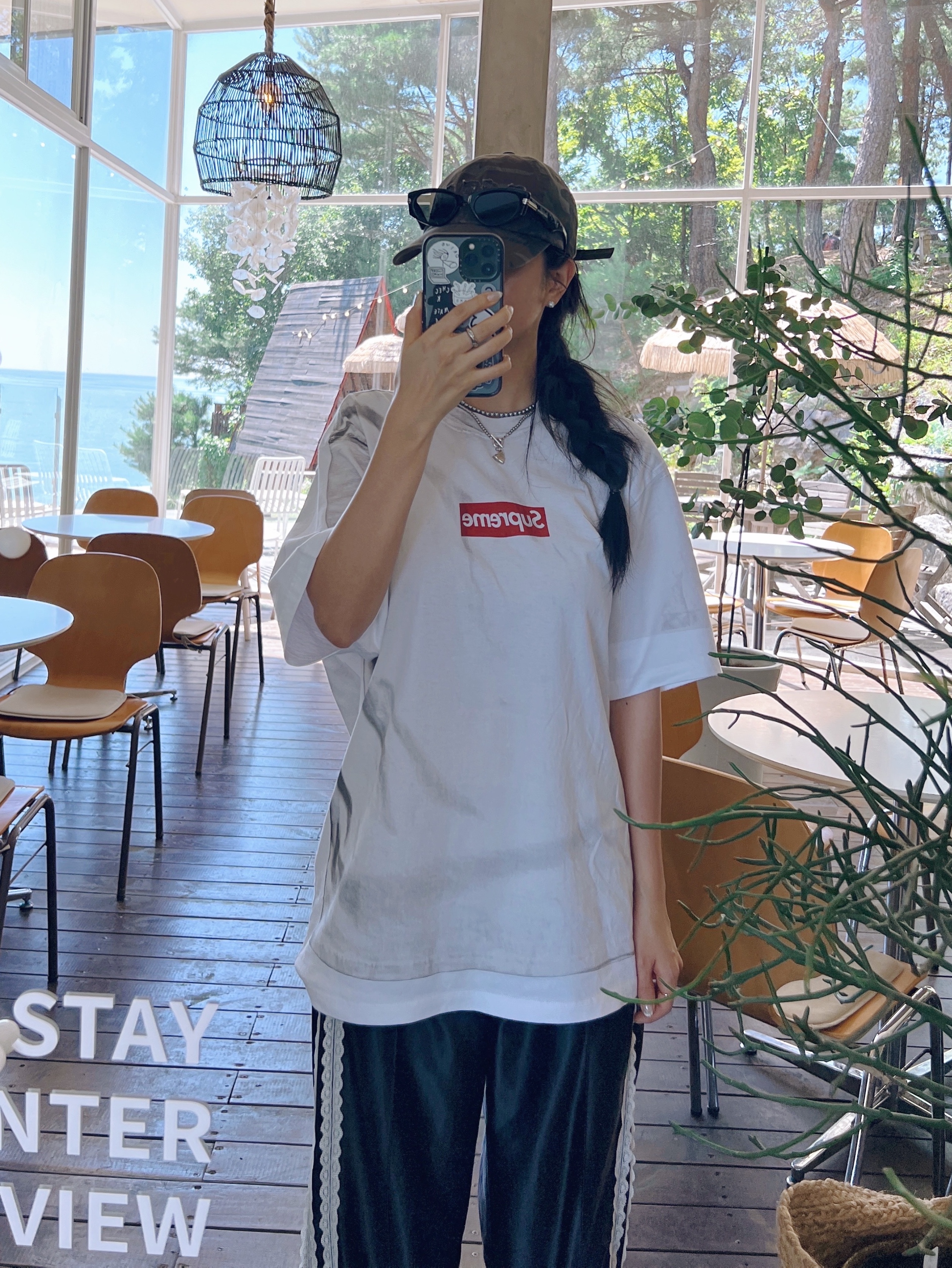 Supreme x MM6 Maison Margiela Box Logo T-Shirt White - 24SS, Oofos OOriginal Black 착용 스타일 - 6