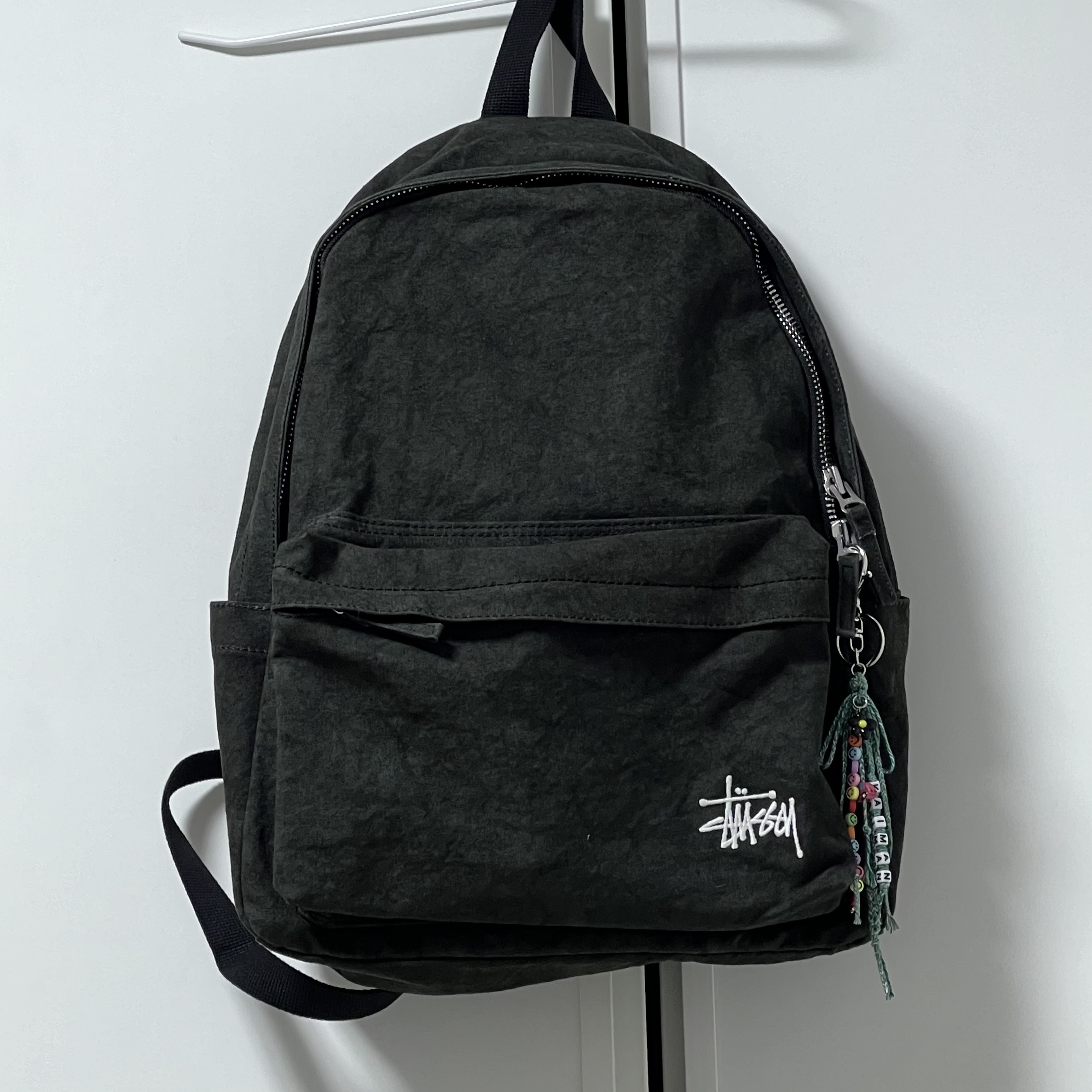 Stussy Canvas Backpack Washed Black 착용 스타일