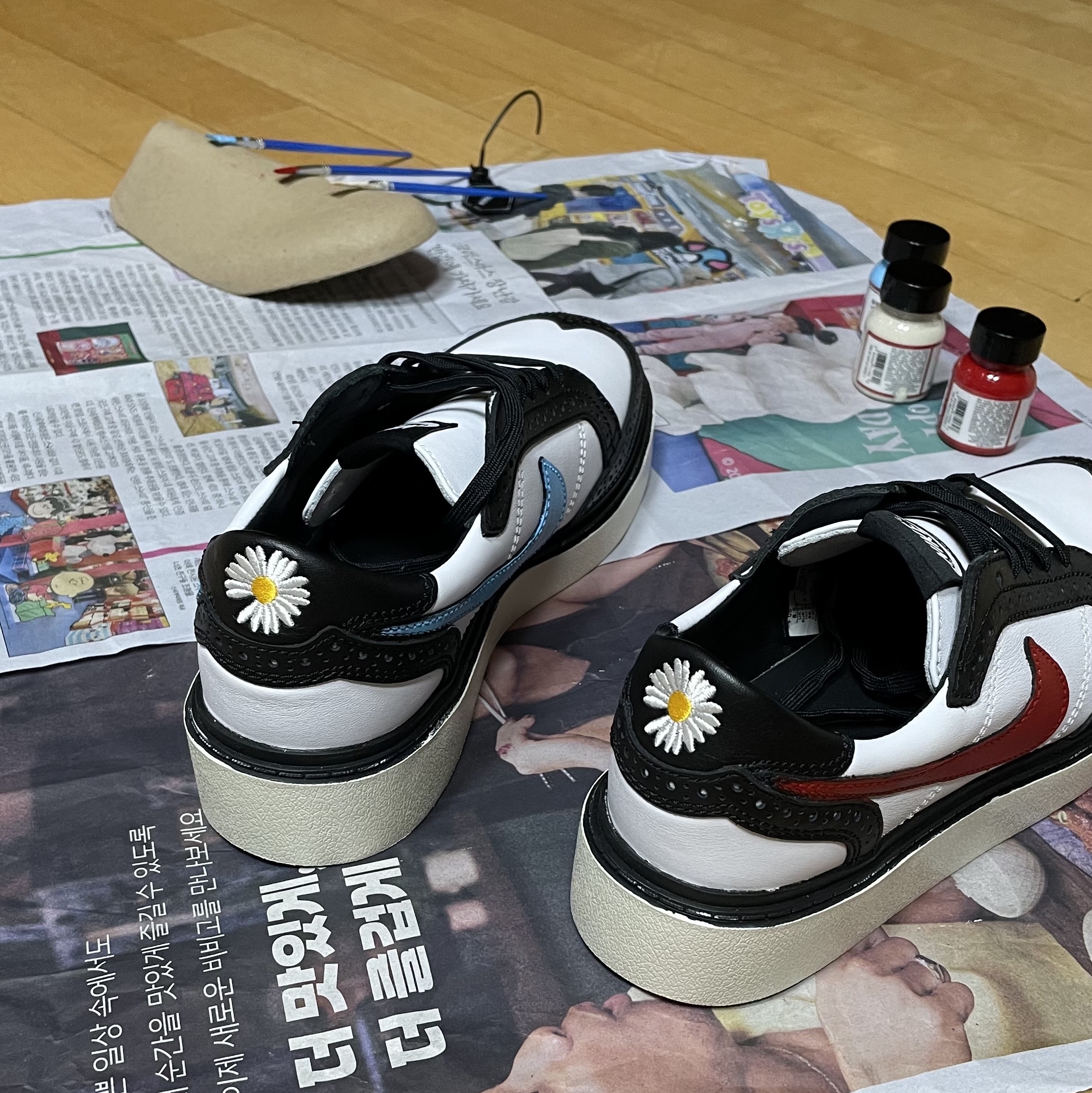 Nike x Peaceminusone Kwondo1 Black and White 착용 스타일 - 1