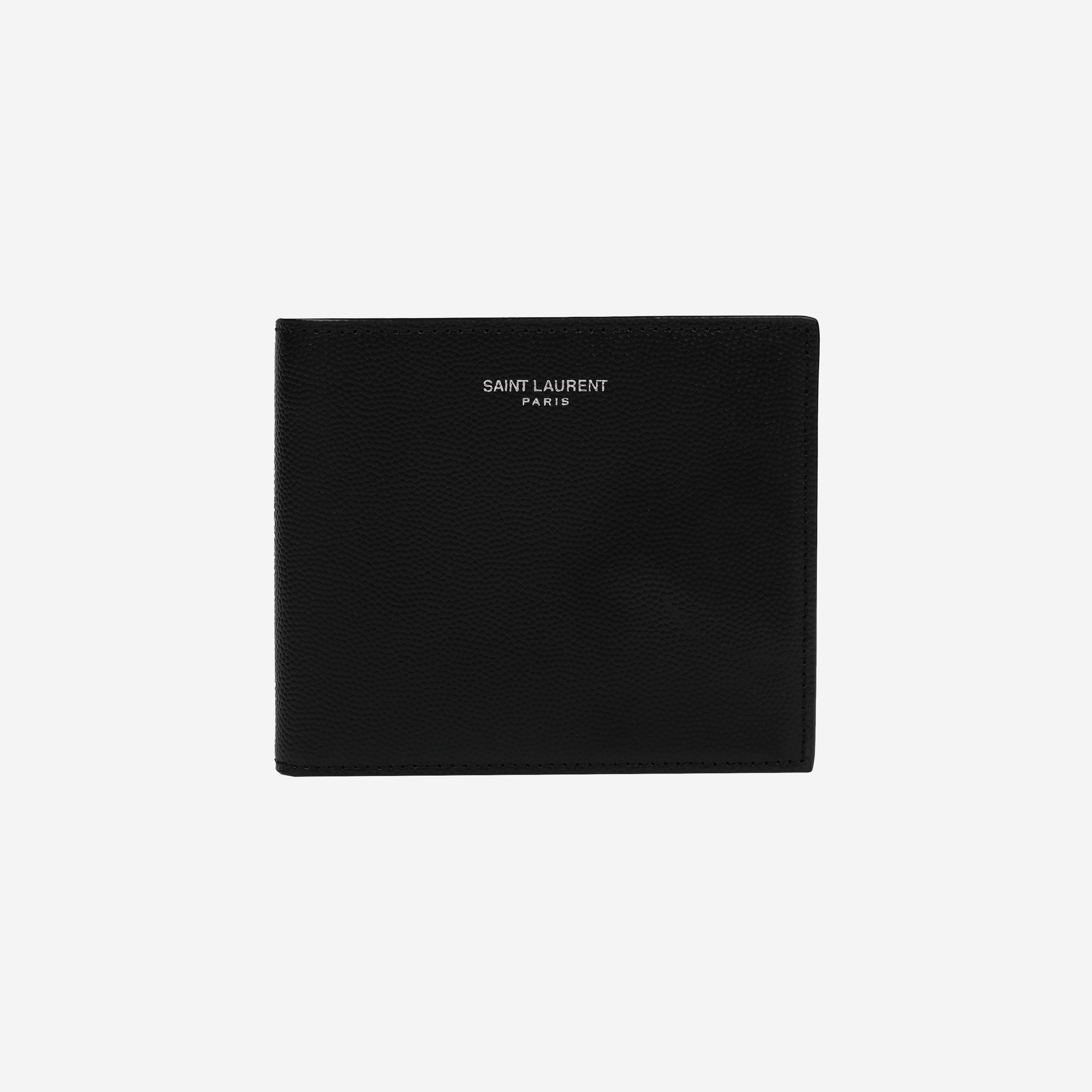 Saint Laurent East/West Wallet in Grain De Poudre Embossed Leather Black