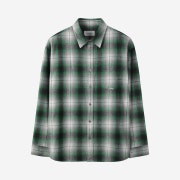 Customellow Oversized Fit Ombre Check Shirt Green