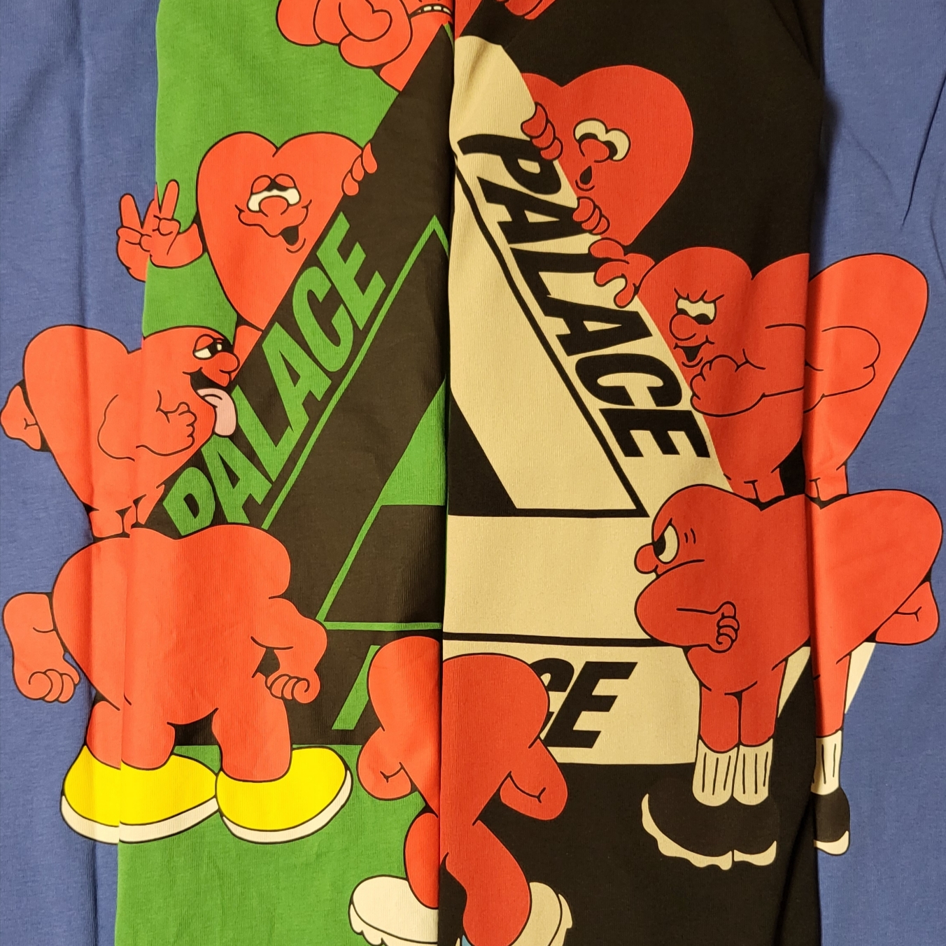 Palace Tri-Hearts T-Shirt Palatial Blue - 24SS, Palace Tri-Hearts T-Shirt Sweet Pea Green - 24SS 착용 스타일 - 4
