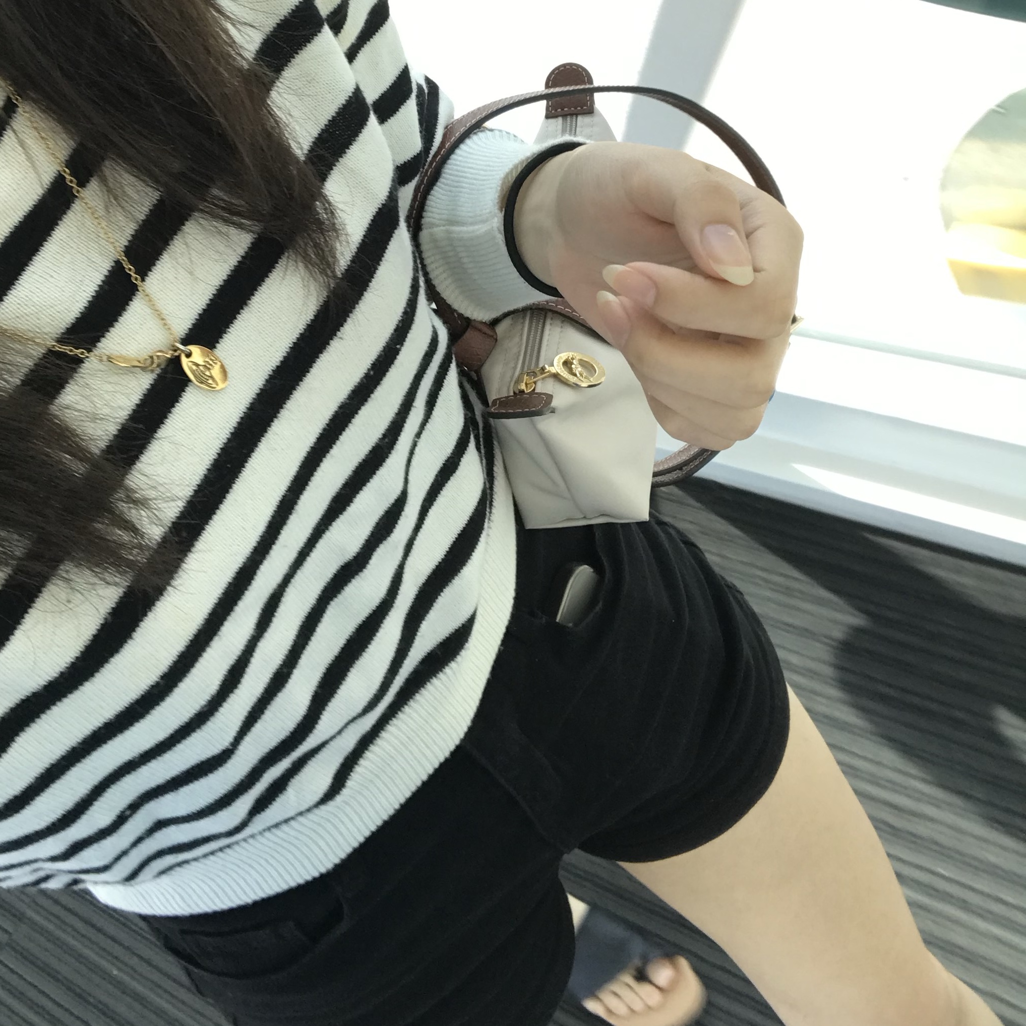 Longchamp Le Pliage Original Handle Pouch Paper, Vivienne Westwood Tag Pendant Gold 착용 스타일 - 1