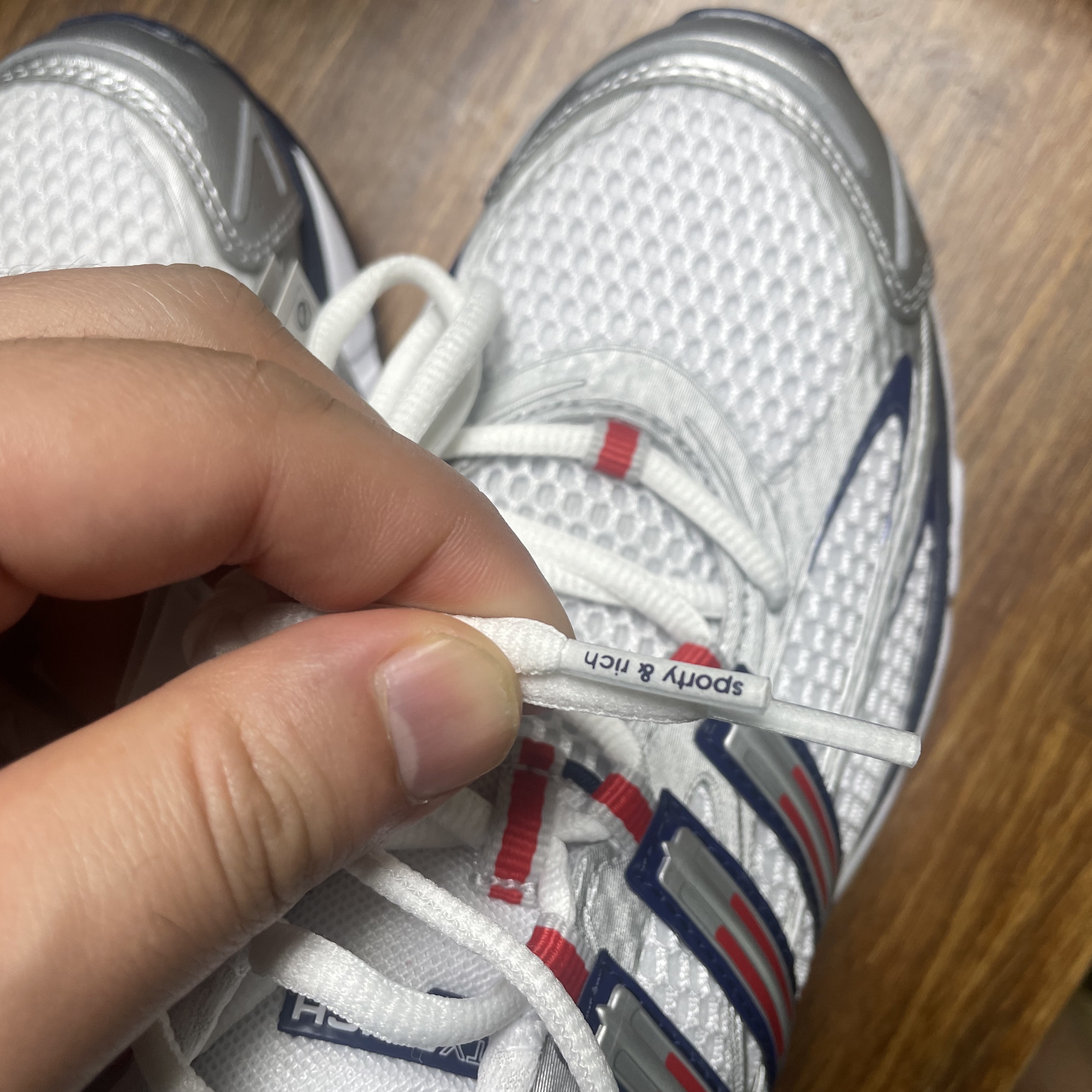Adidas x Sporty & Rich Adistar Cushion Cloud White Night Indigo 착용 스타일 - 6