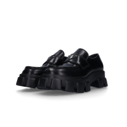 Prada Monolith Brushed Leather Loafers Black