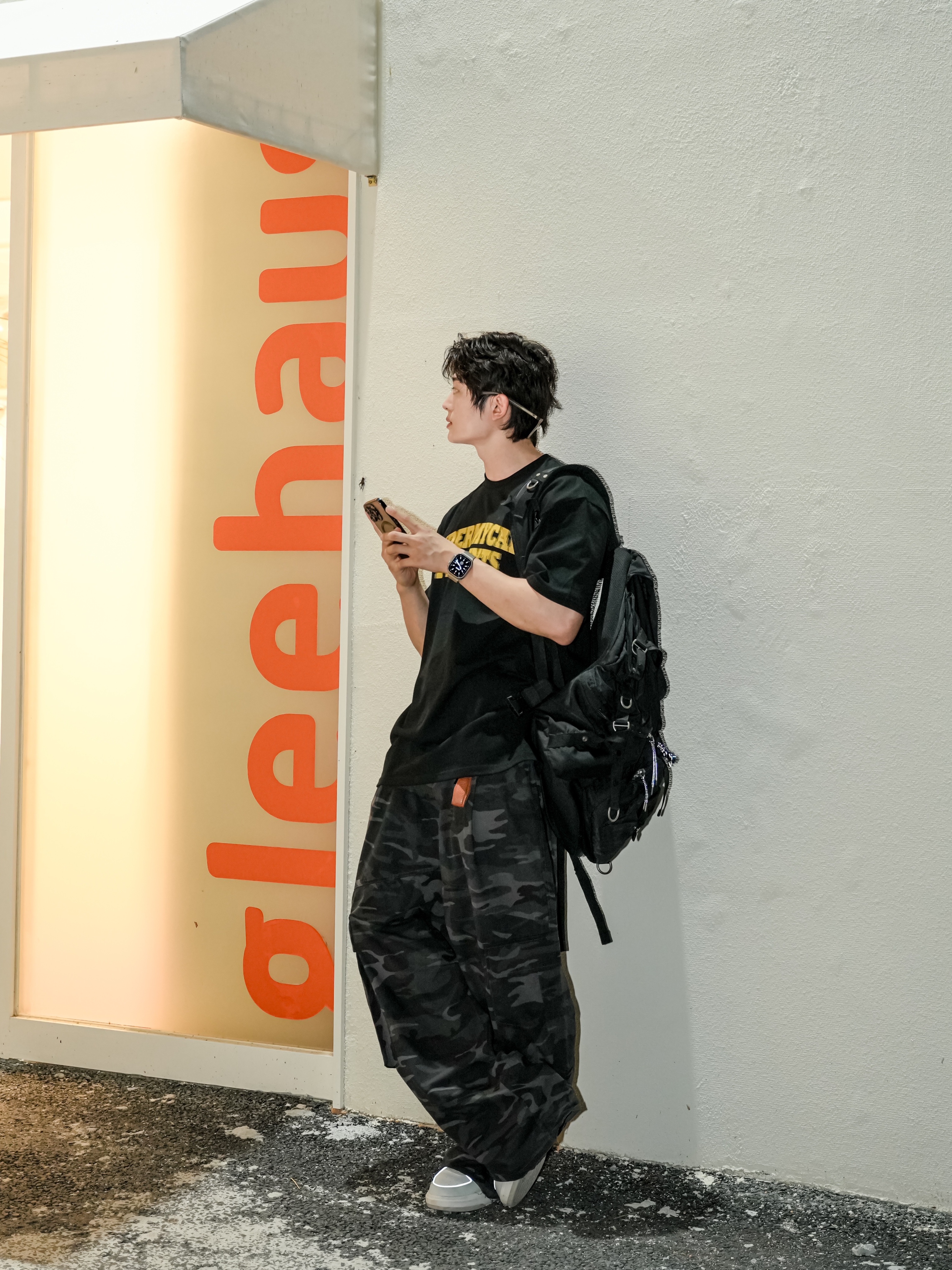 Undermycar Mu.53 Anti Fxxking Logo Play Big Cargo Rip-Camo Pants Camo Gray 착용 스타일 - 2
