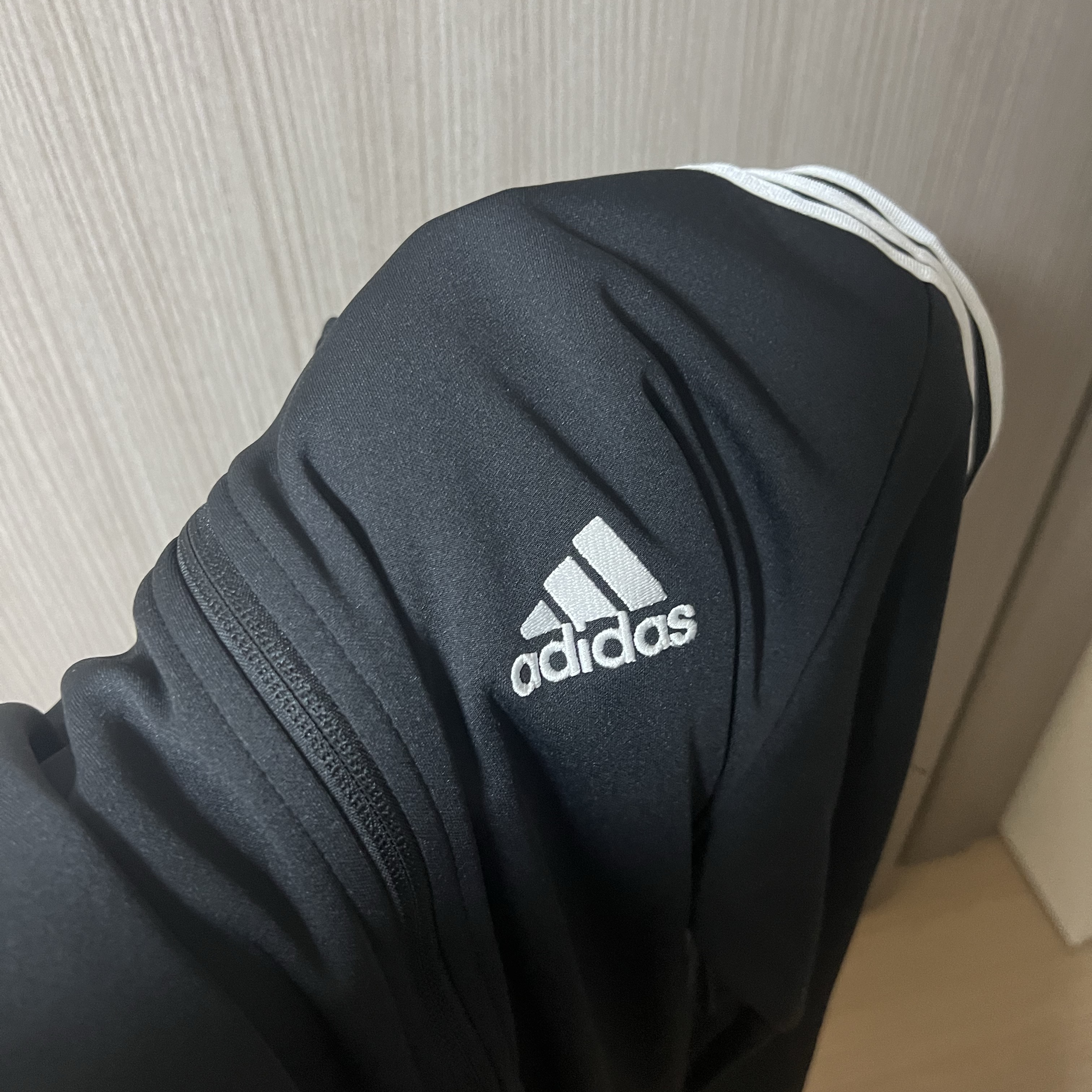 Adidas 3S Regular Fit Double Knit Track Top Black White - KR Sizing 착용 스타일 - 3