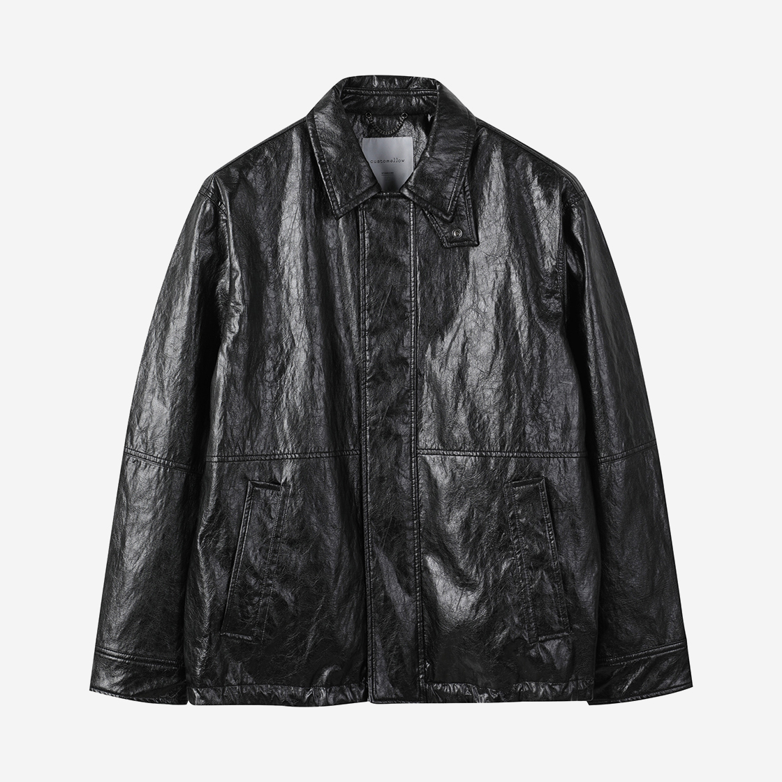 커스텀멜로우 페이크 가죽 자켓 블랙(Customellow Fake Leather Leather Jacket Black) - 1