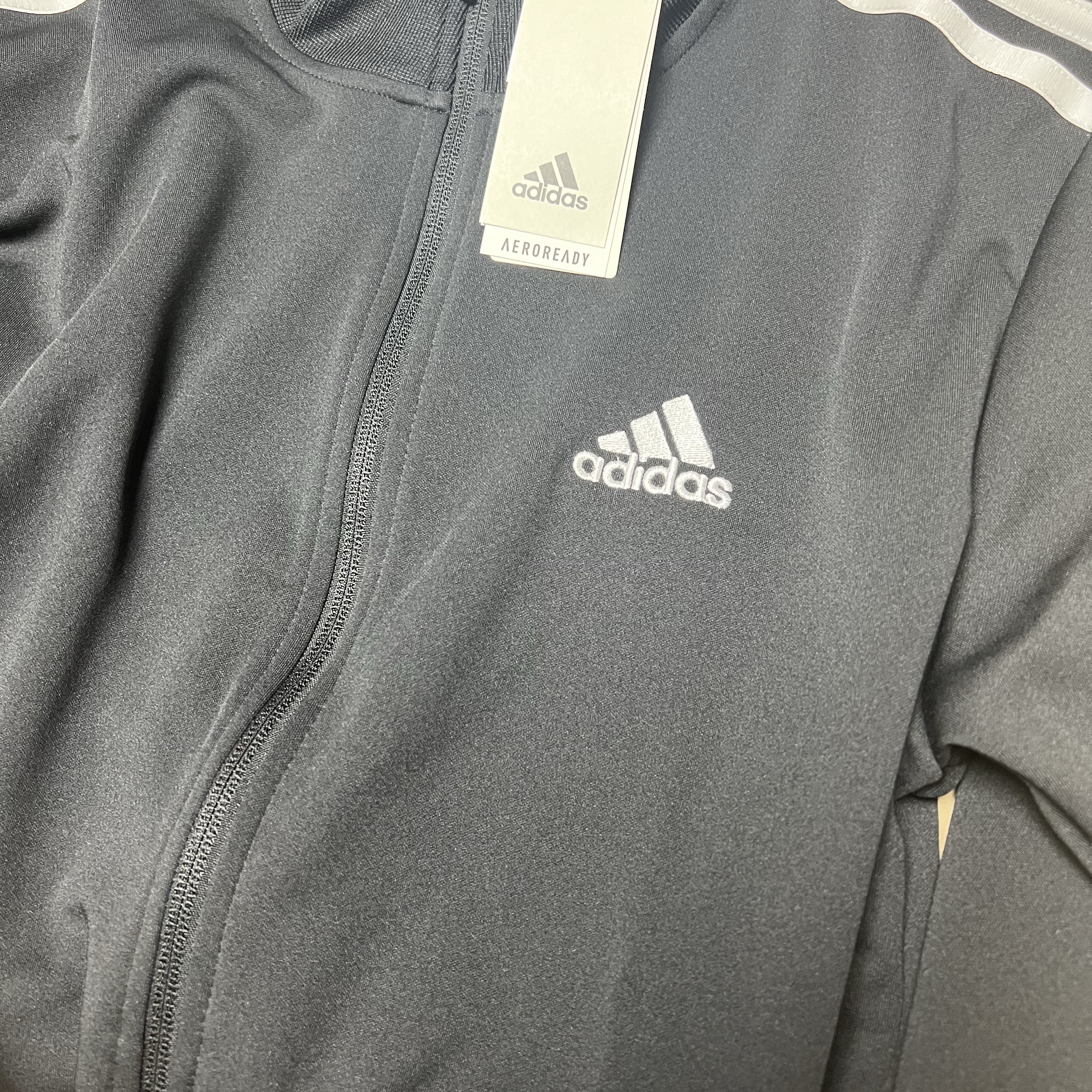 Adidas 3S Regular Fit Double Knit Track Top Black White - KR Sizing 착용 스타일 - 2